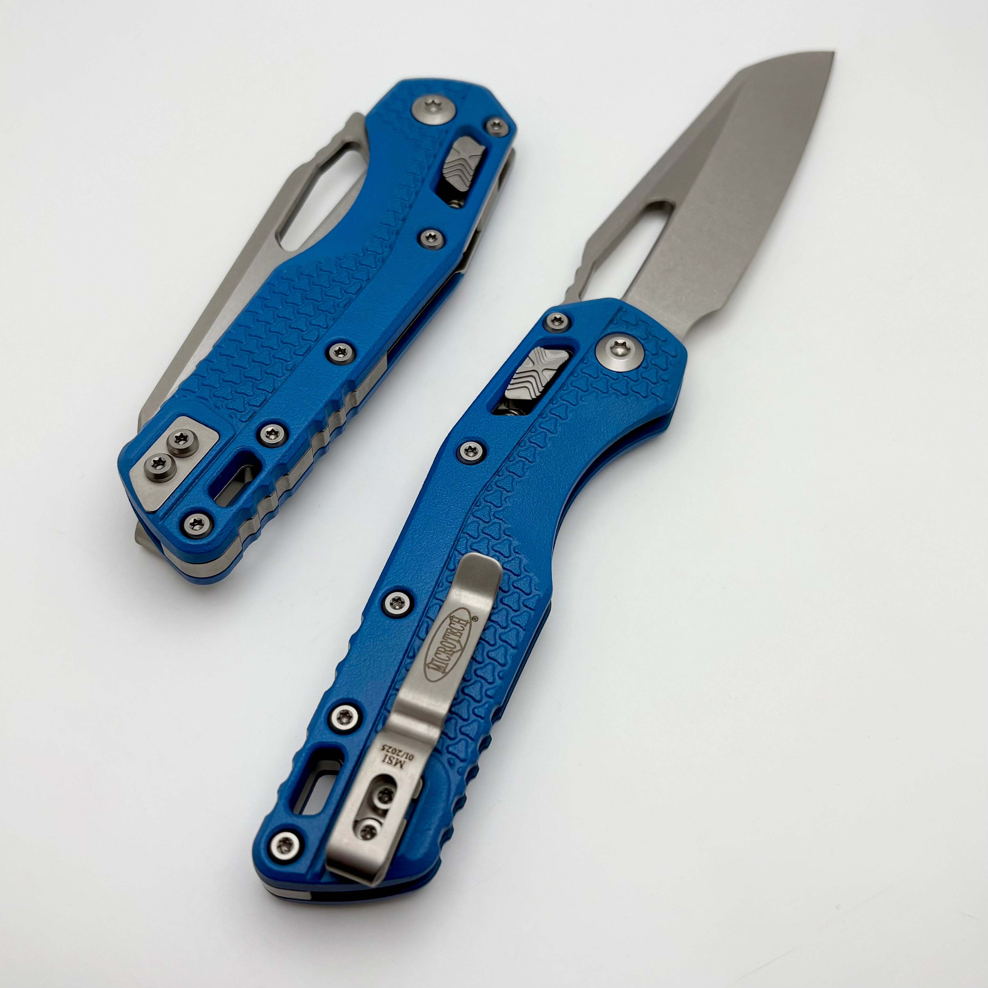 Premium Microtech MSI RAM LOK Knife - Cerakote Blue Polymer & Stonewash M390MK Steel