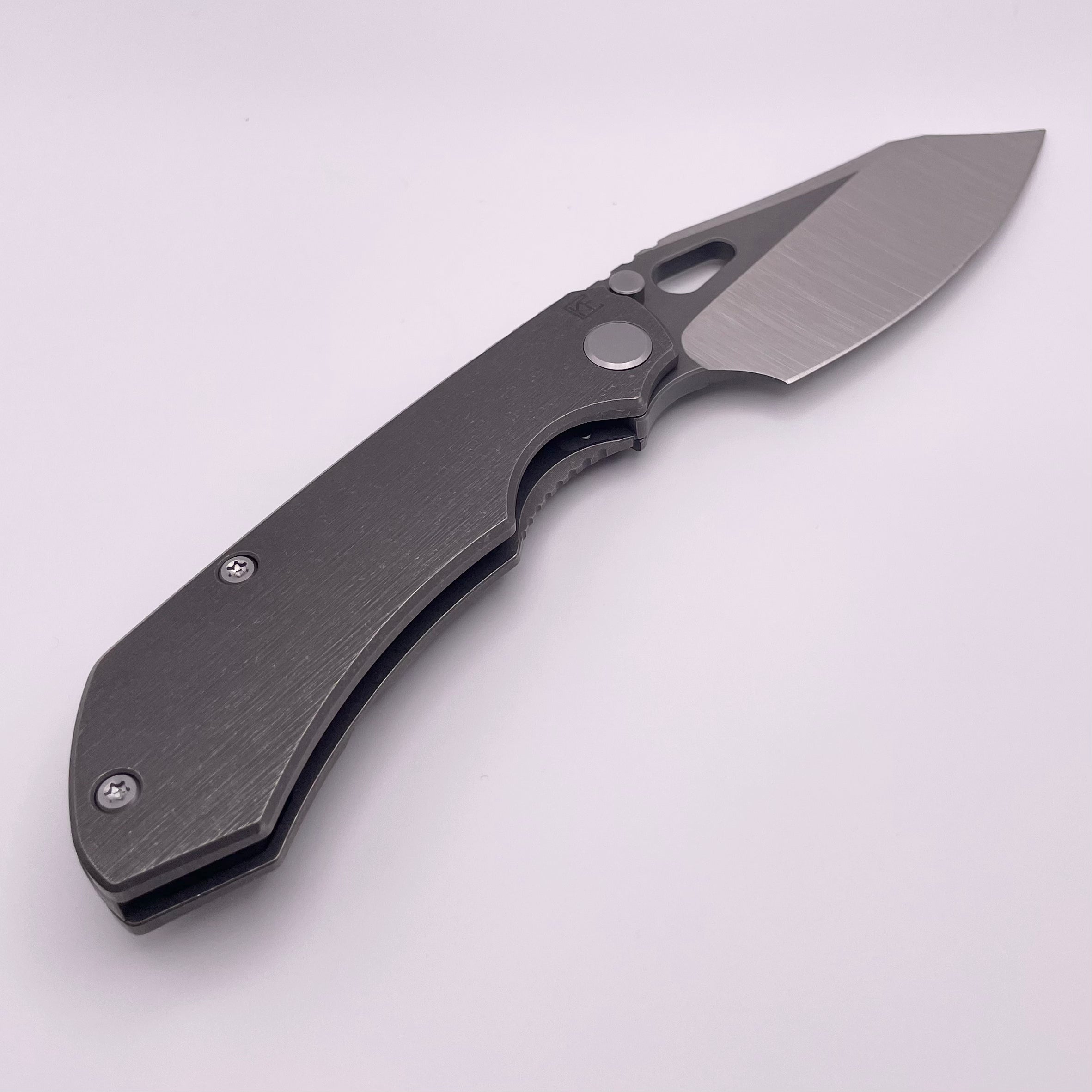 Premium Custom Knife Factory Rotten Design Evo 4.0 Left-Handed S90V Blade with Tumbled Titanium Handles