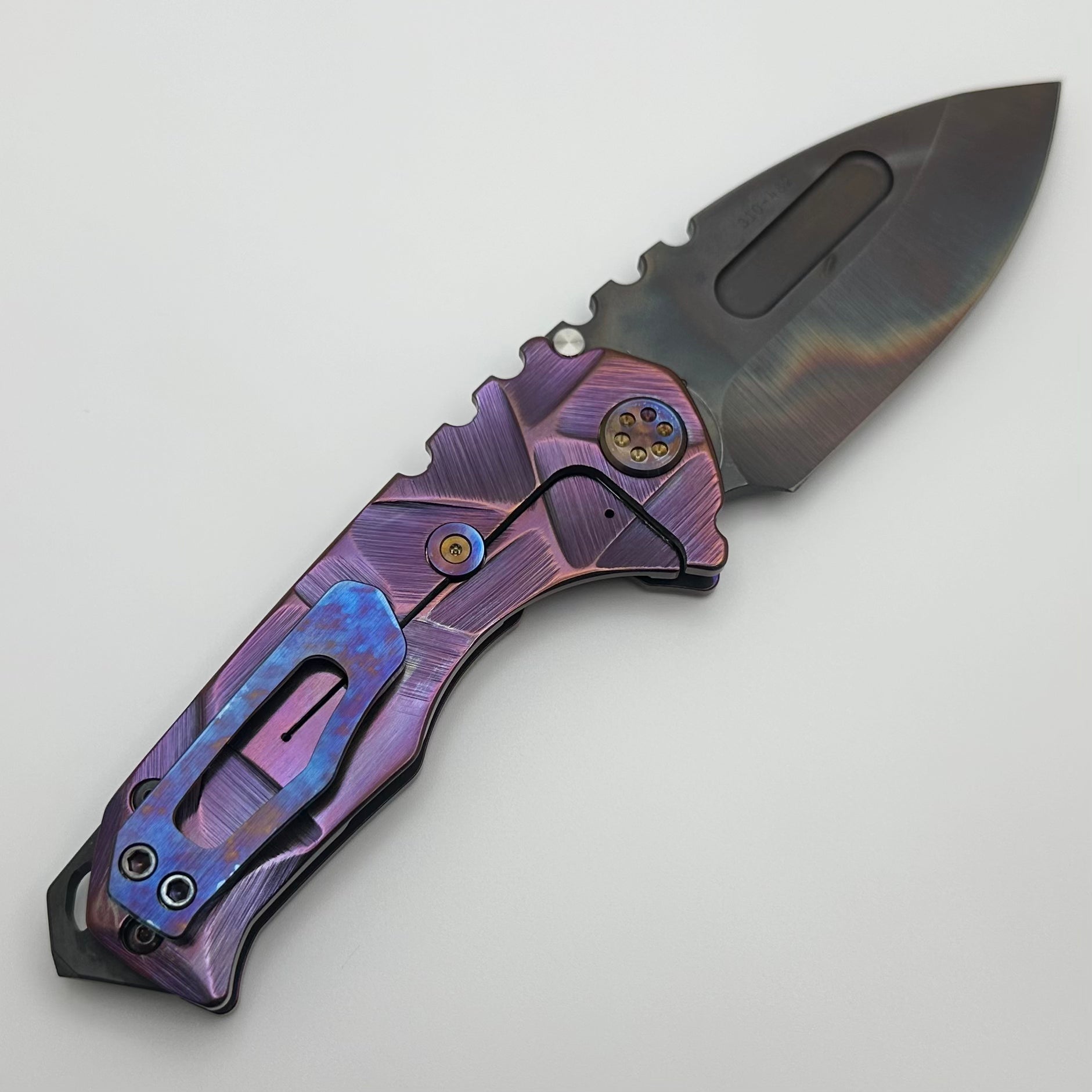 Medford Praetorian Genesis T - Premium Folding Knife with Pale Violet Stained Glass Handles & Vulcan S45VN Blade