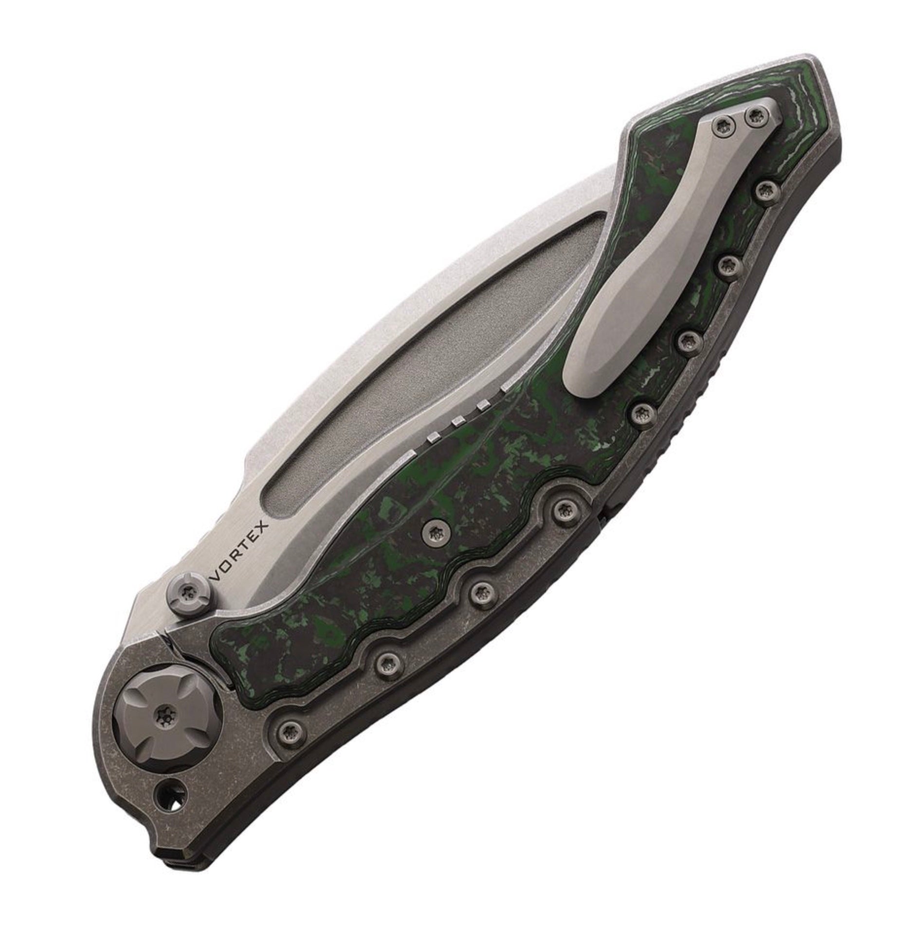 Maxace Vortex Green Carbon Fiber Titanium Folding Knife - Premium M390 Steel