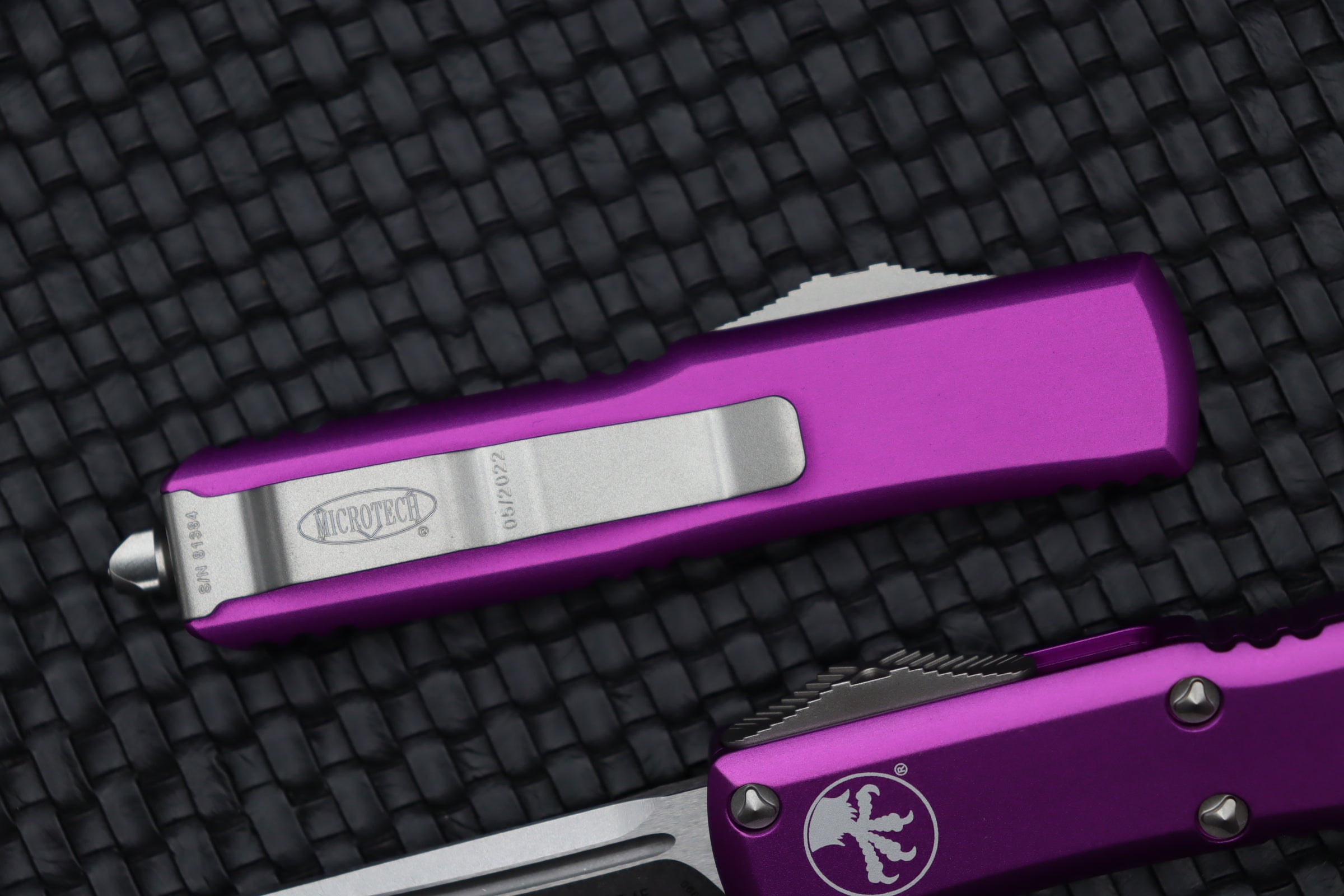 Premium Microtech UTX-85 Tanto Stonewash EDC Knife - Violet Edition