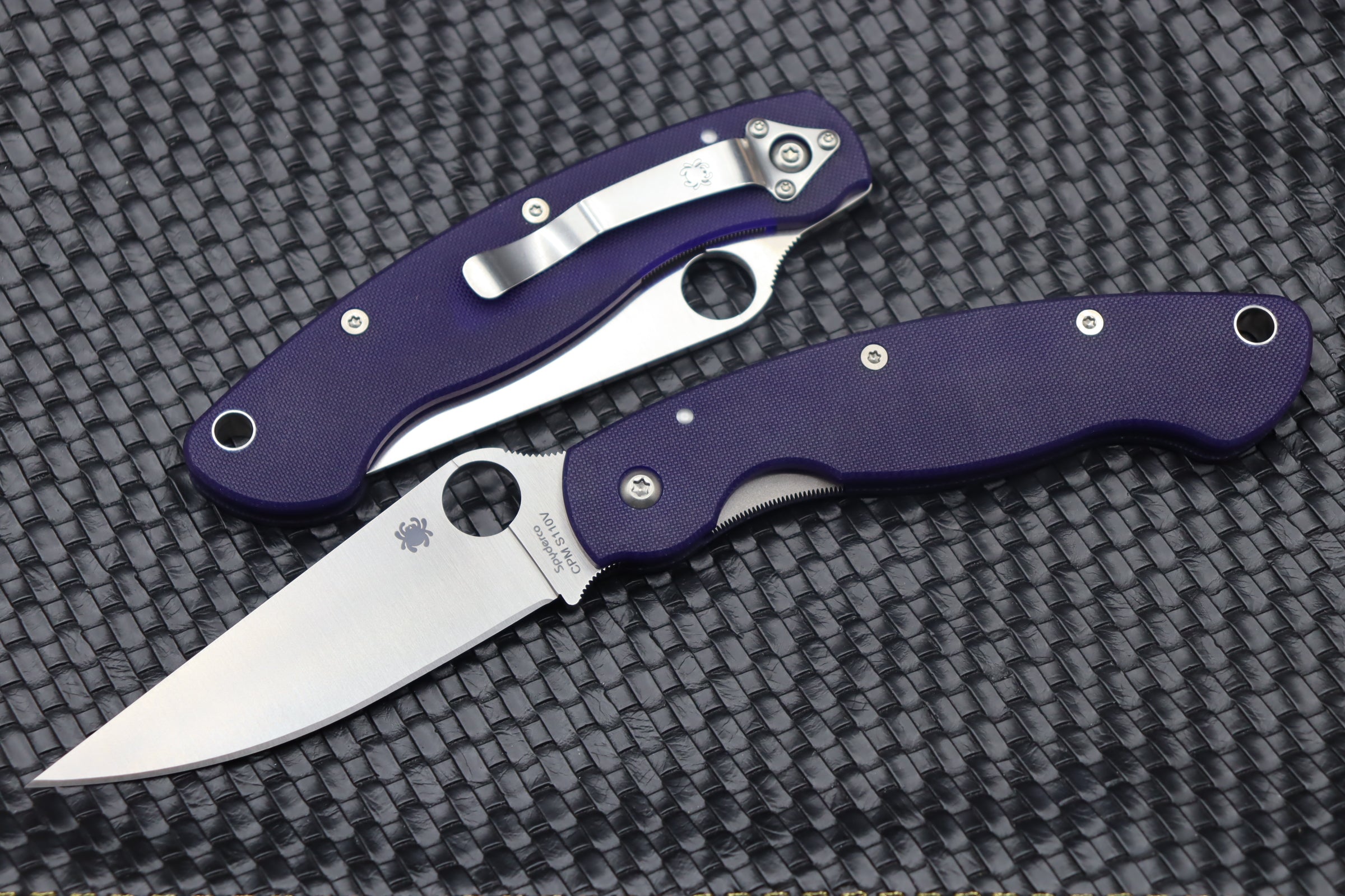 Premium Spyderco Military Knife - Dark Blue G-10 & CPM-S110V | Ultimate Tactical Blade