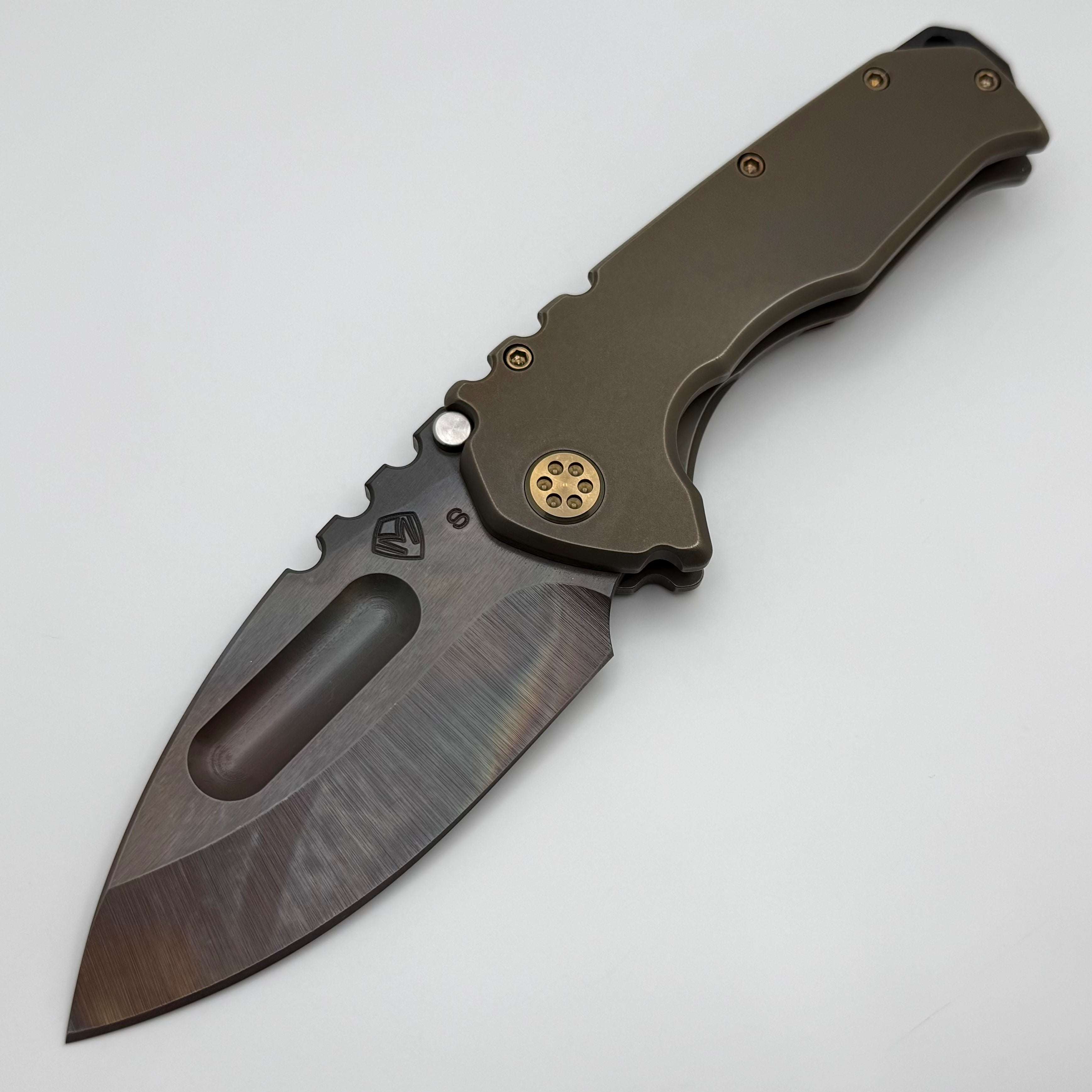 Medford Knife Praetorian TI Vulcan - Premium Tactical Folding Knife with S35VN Drop Point & Bronze Handles