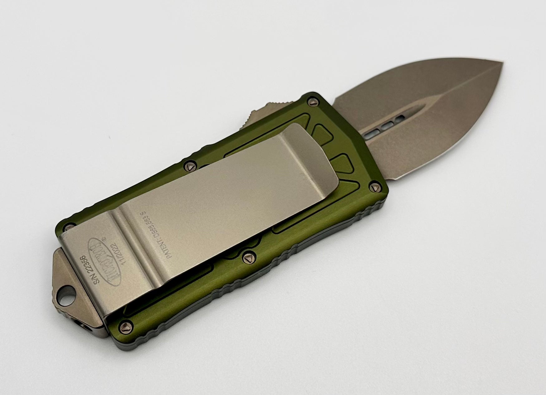 Premium Microtech Exocet Double Edge Bronze & OD Green Knife