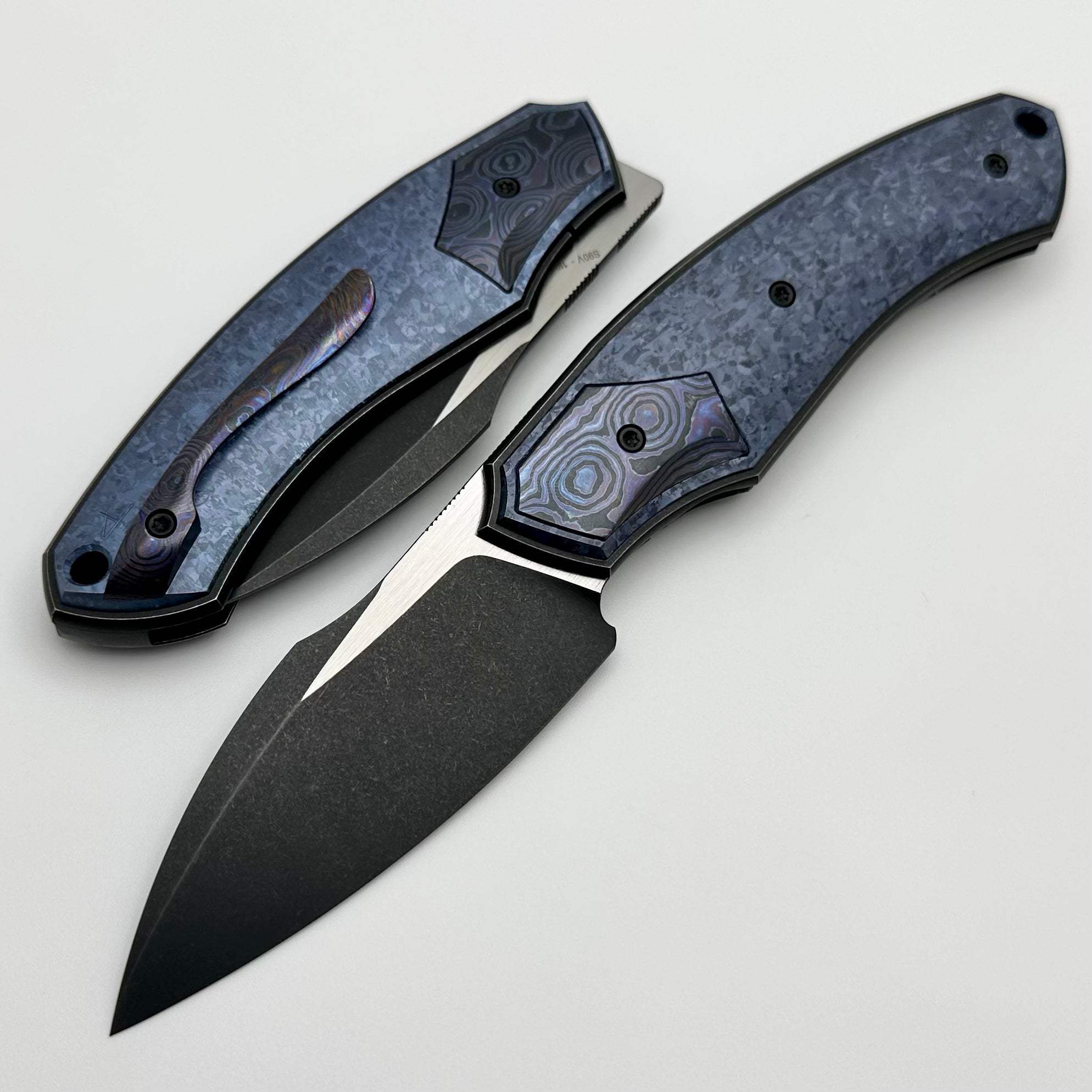 Premium Custom Knife Factory Davless: Crystal Ti & ZircuTi Edition with Blackwash S90V Blade