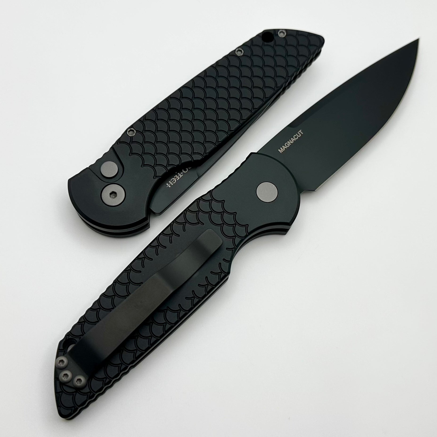 Pro-Tech TR-3 X1 Black Fish Scale Handle & Black MagnaCut Blade – Ultimate EDC Knife