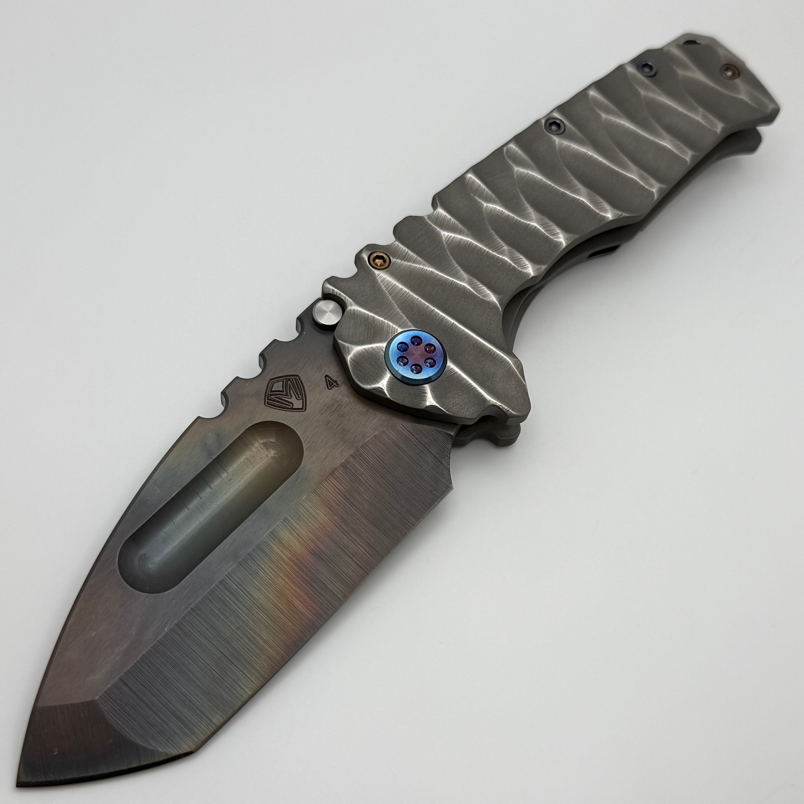 Medford Knife Praetorian TI Vulcan - Premium S45VN Tanto Blade with Flamed Hardware & Predator Sculpted Handles