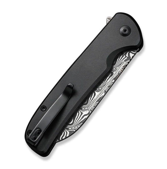 Civivi Chevalier Premium Black Aluminum & Damascus Button Lock Knife