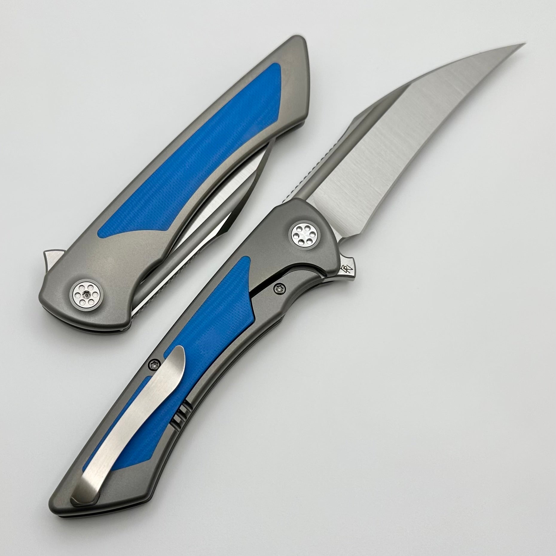 Ultimate SharpByDesign Derecho Titanium Folding Knife with Blue G-10 Inlays & M390 Blade