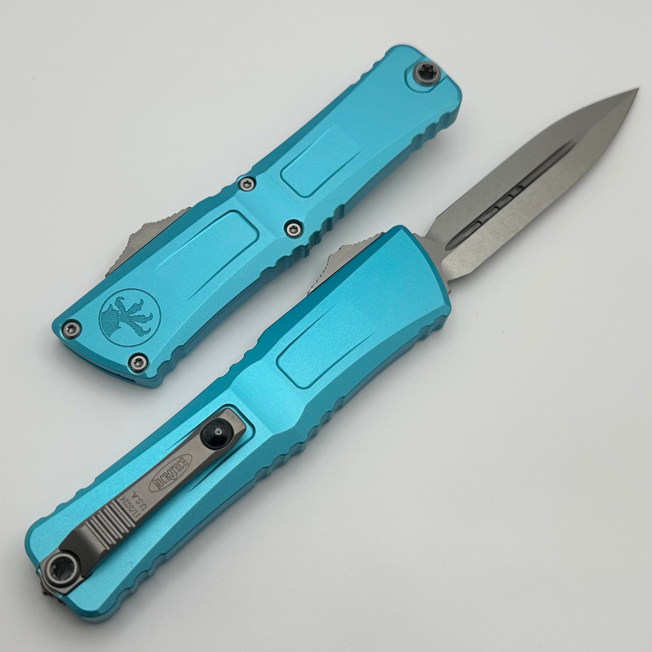 Microtech Premium Combat Troodon Gen III OTF Knife - Turquoise Handle