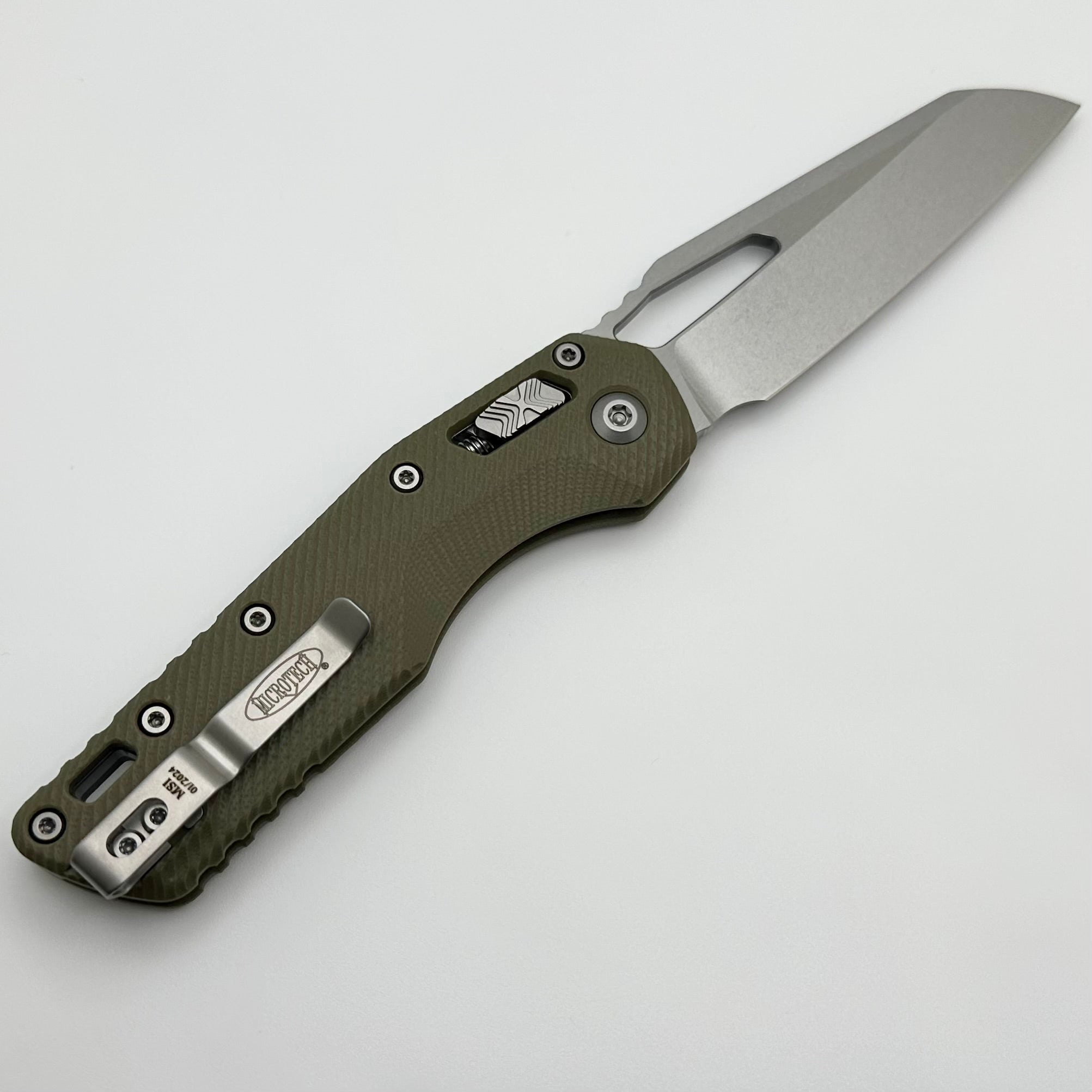 Premium Microtech MSI RAM LOK Folding Knife - OD Green Fluted G-10 & Stonewash M390MK