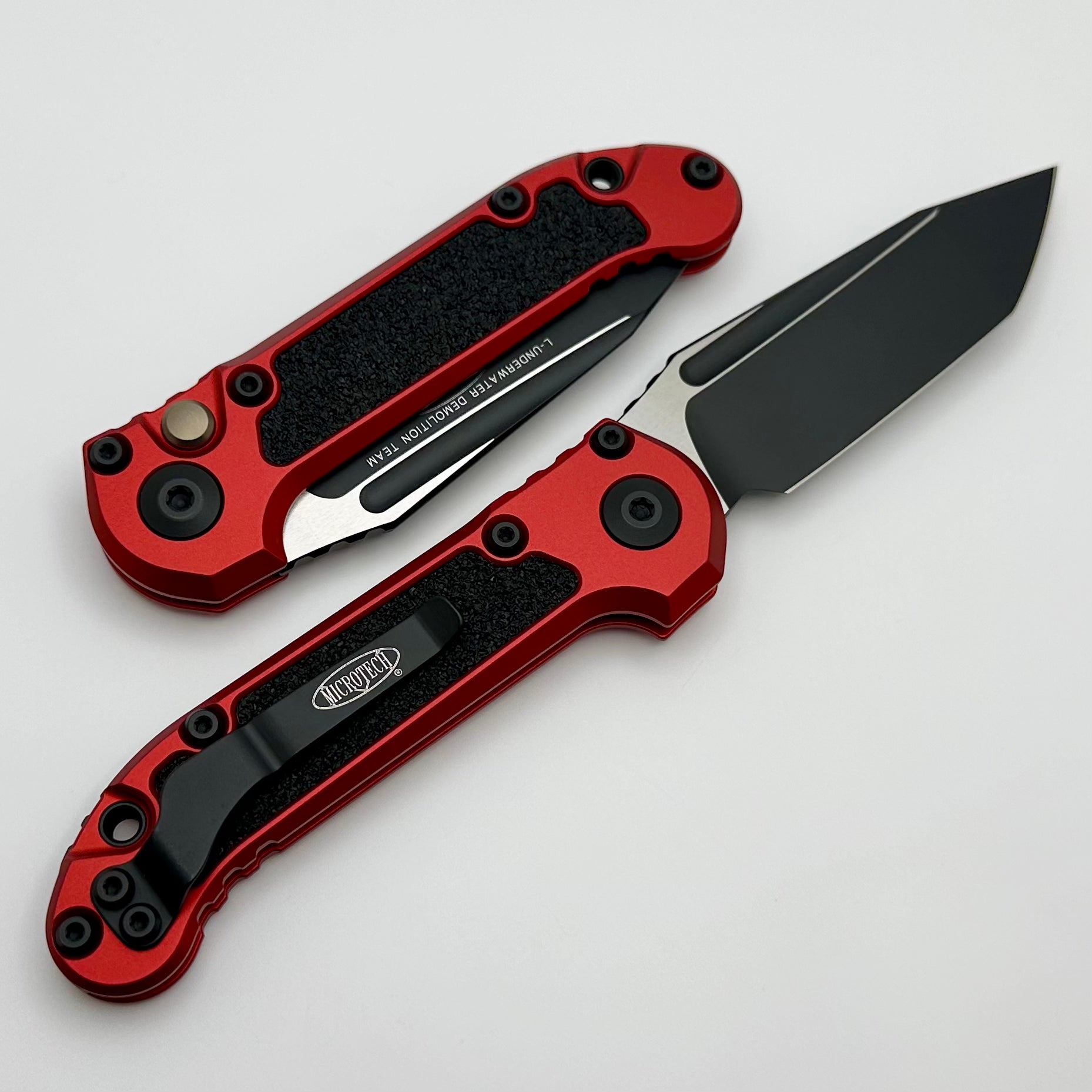 Premium Microtech LUDT Gen III Tanto Folding Knife - Black Blade with Red Handle