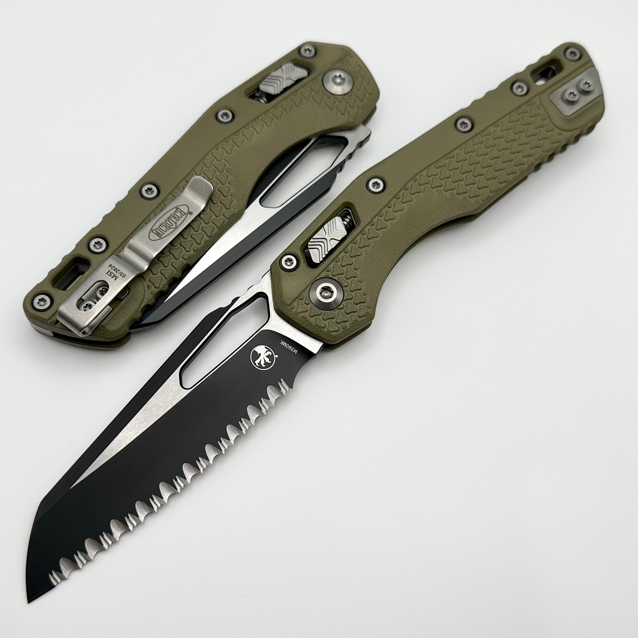 Microtech MSI RAM LOK Ultimate Tactical Knife - OD Green Polymer & Black Serrated M390MK