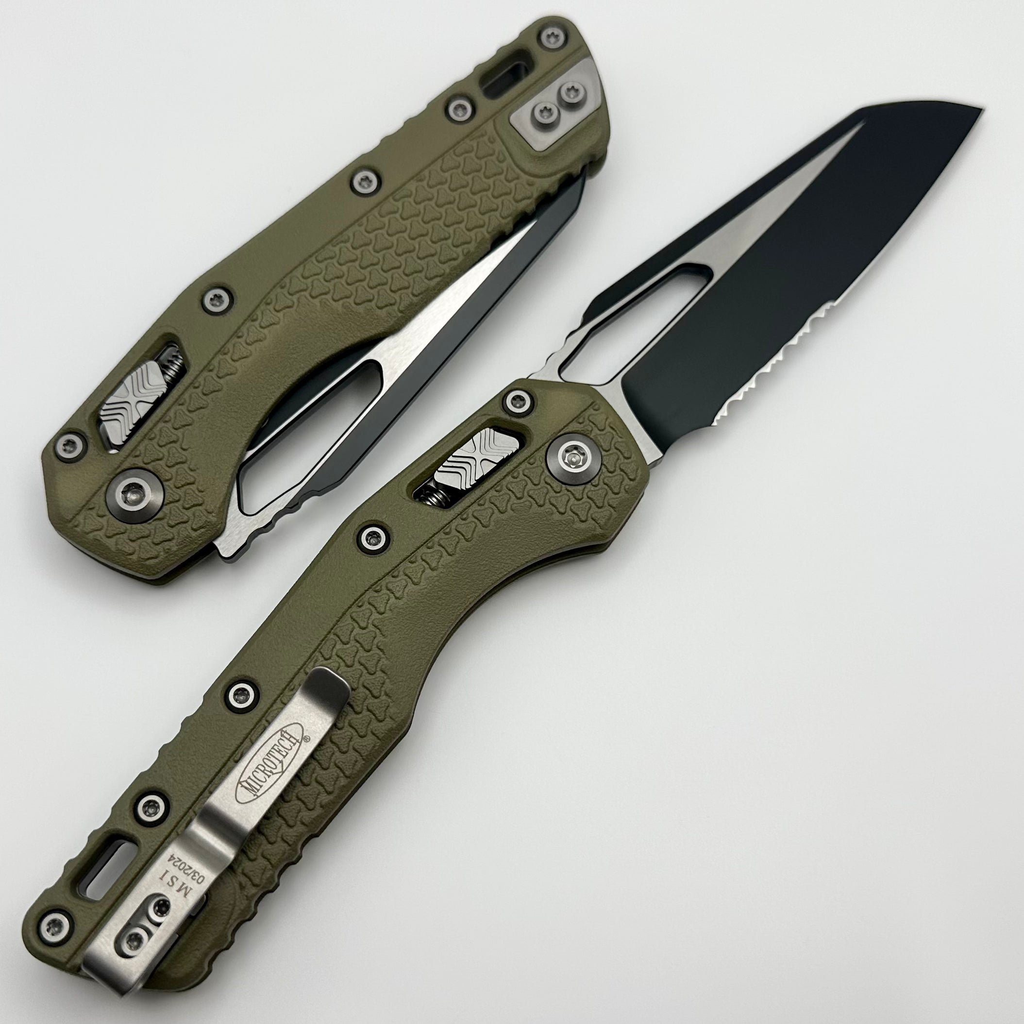 Microtech MSI RAM-LOK Tactical Folding Knife - OD Green Polymer & Black Serrated M390MK Blade