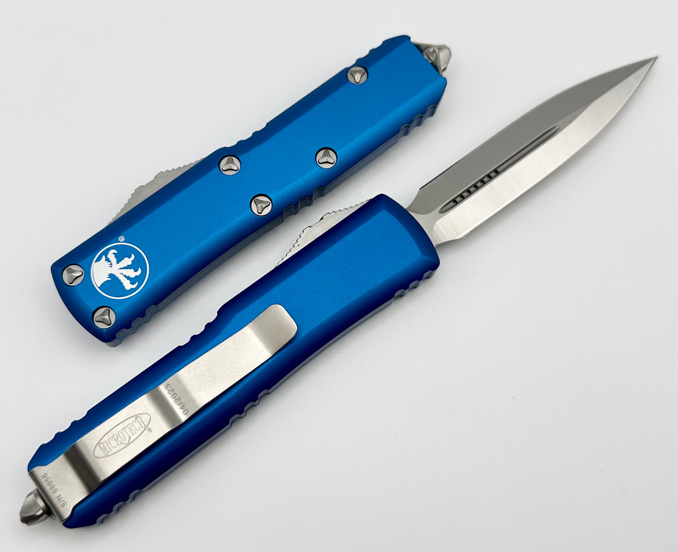 Microtech UTX-85 Double Edge Satin Blue EDC Knife