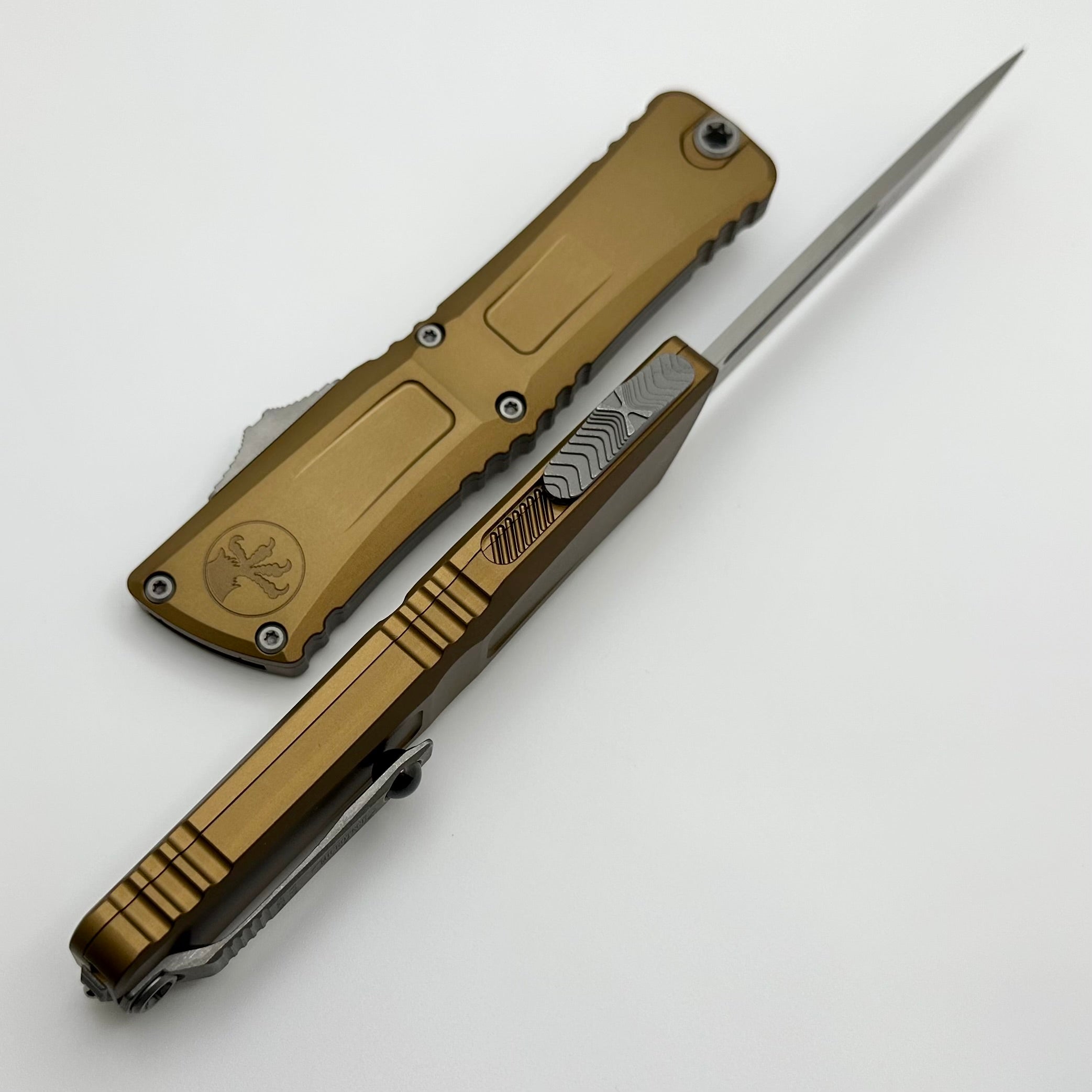 Microtech Premium Combat Troodon Gen III Apocalyptic OTF Knife - Tan Handle