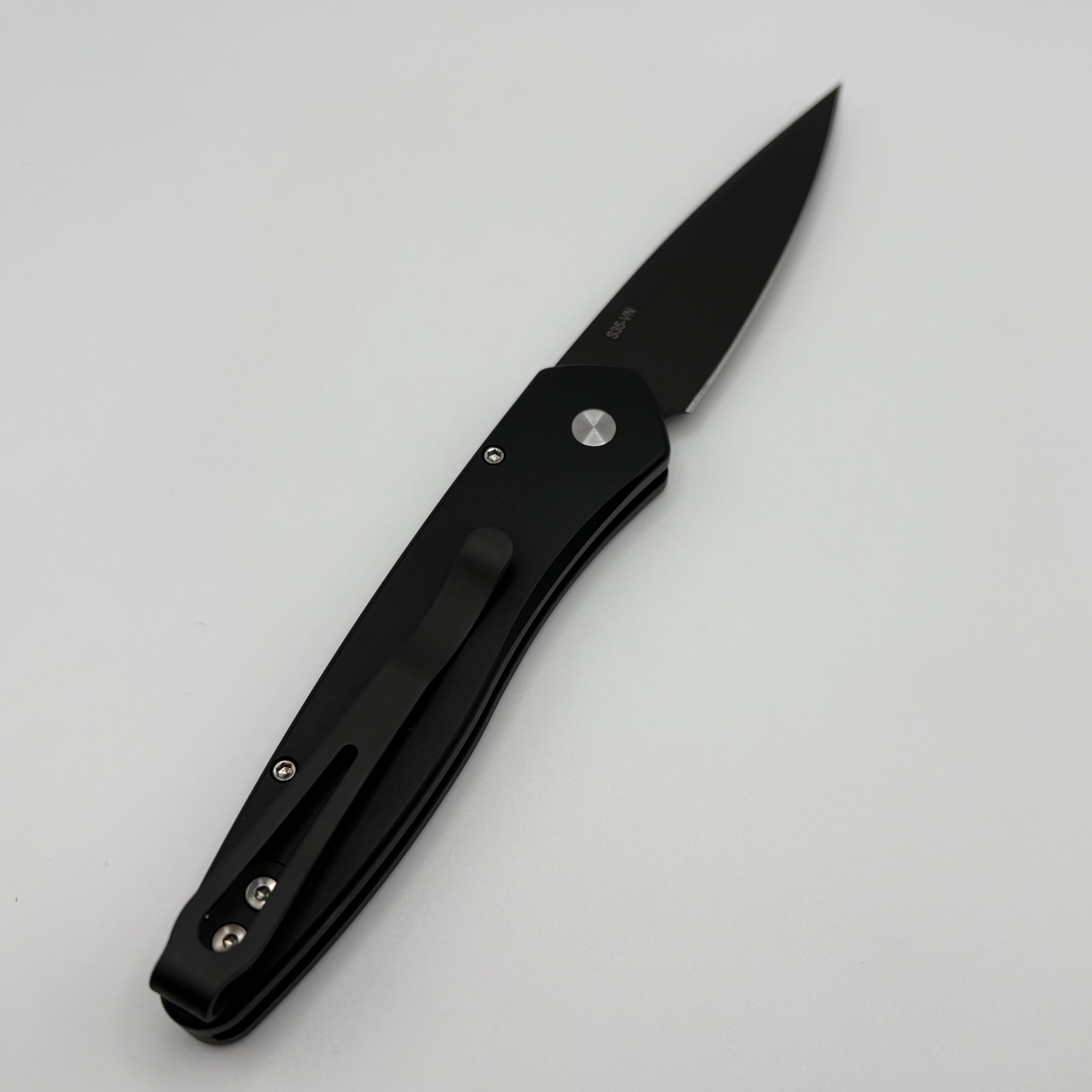 Premium Pre-Owned Pro-Tech Newport Knife - Black Handle & S35VN Blade