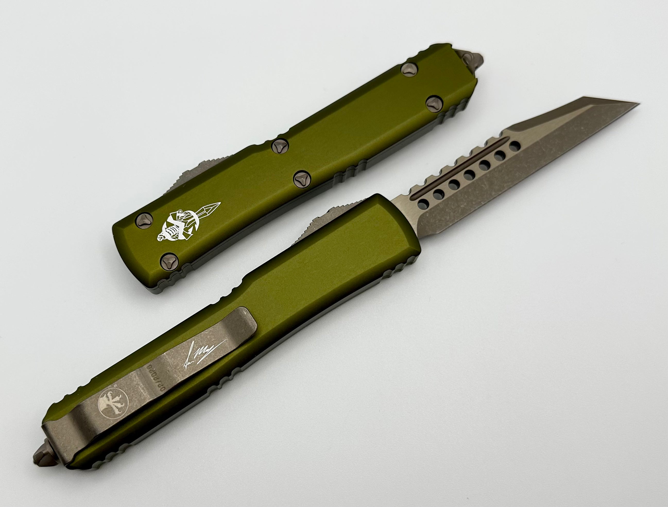 Premium Microtech Ultratech Warhound Apocalyptic Bronze & OD Green Tactical Knife