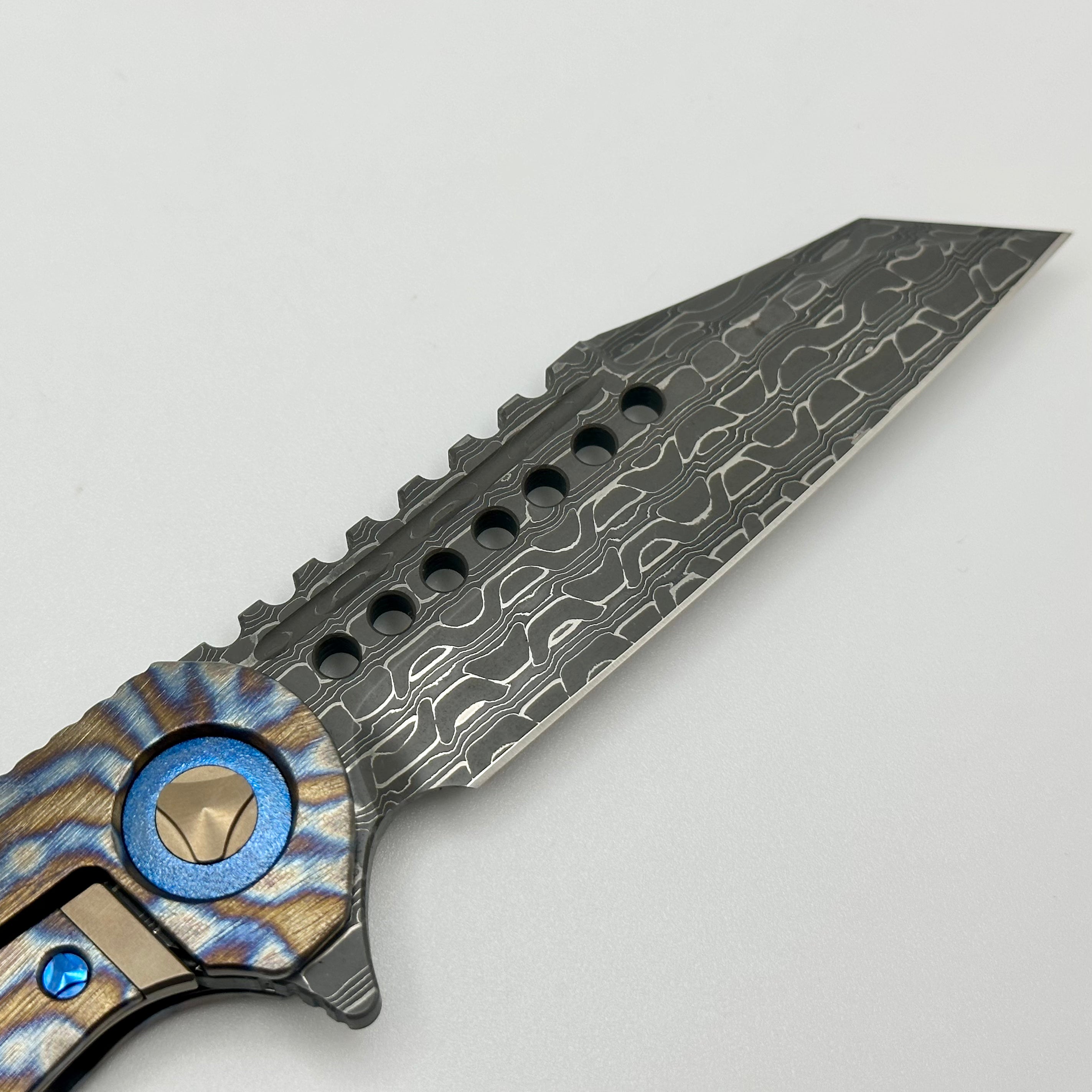 Premium Marfione Warhound Titanium Custom Knife - Vegas Forge Damascus Blade