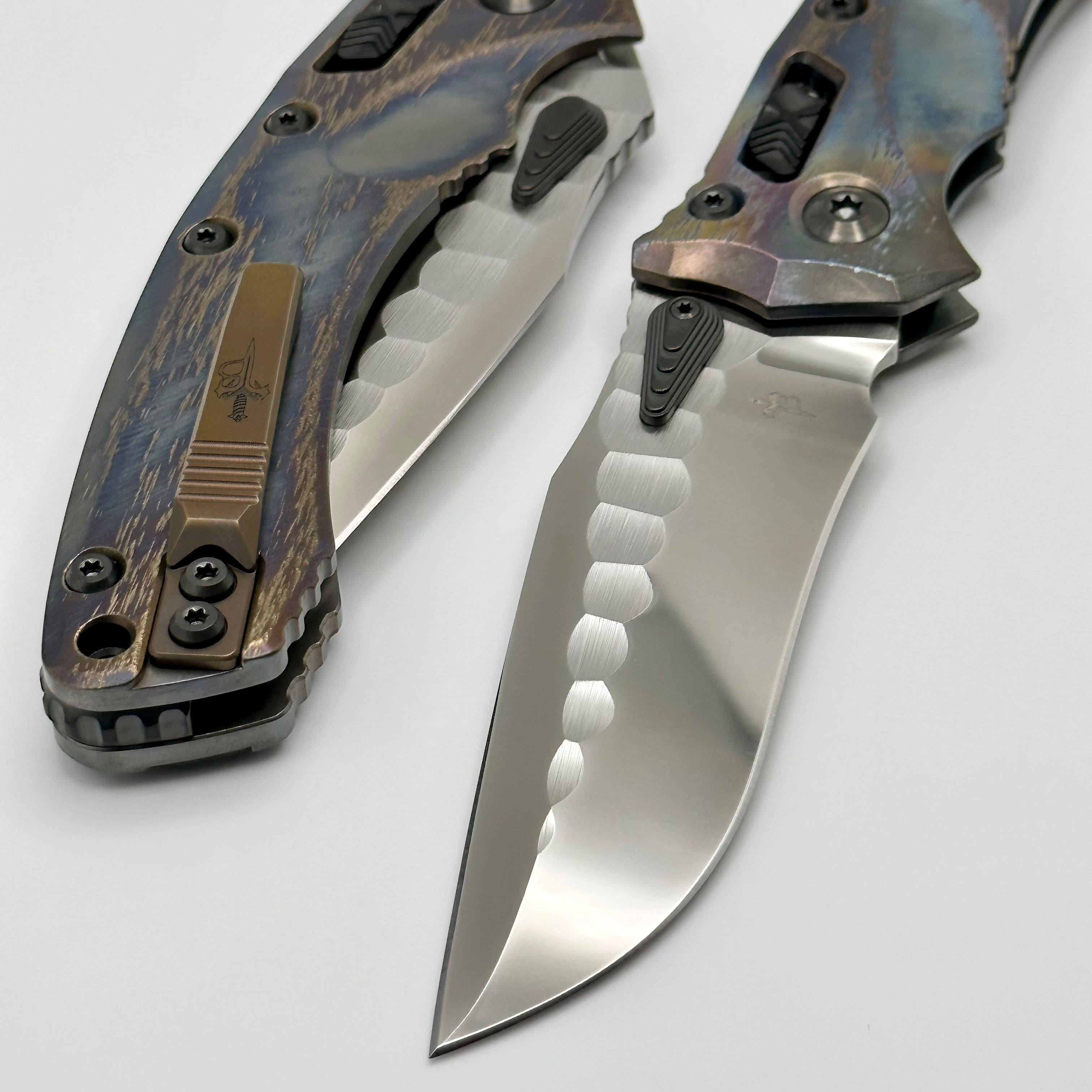 Marfione Custom Knives & Borka Blades Amphibian RAM-LOK: Premium M390 Blade & Cosmic Titanium with DLC Two-Tone Hardware