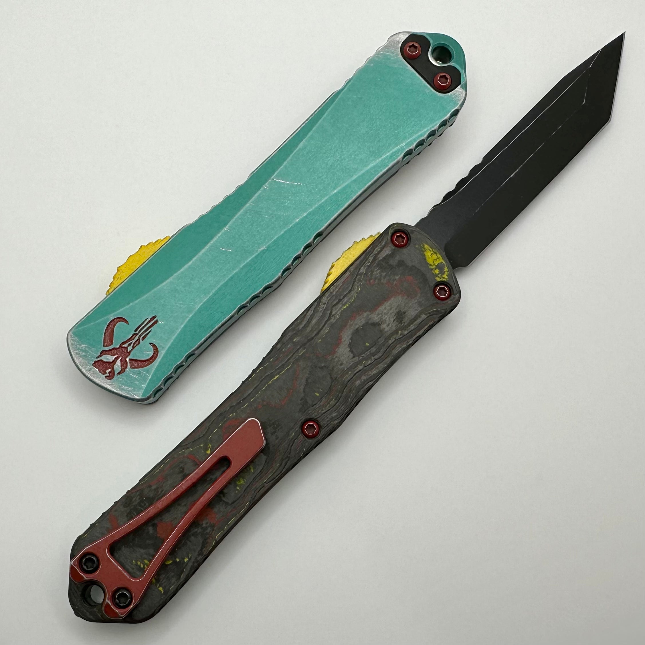 Heretic Knives Manticore E Bounty Hunter - Premium Tactical OTF Knife with Tanto Blade & MagnaCut Steel