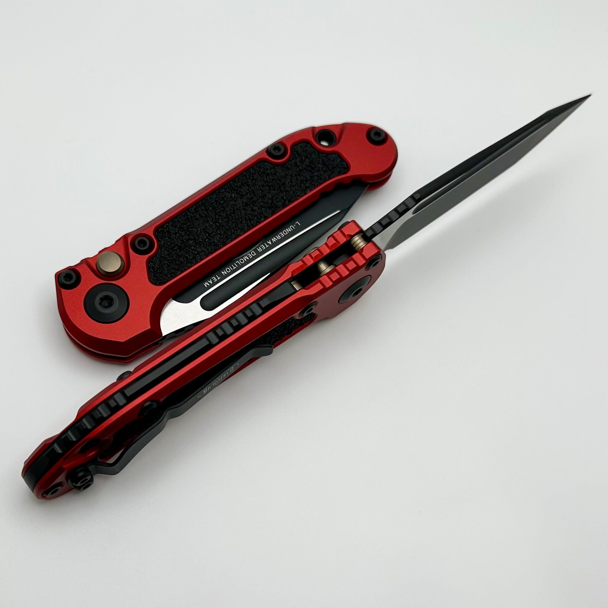 Premium Microtech LUDT Gen III Tanto Folding Knife - Black Blade with Red Handle