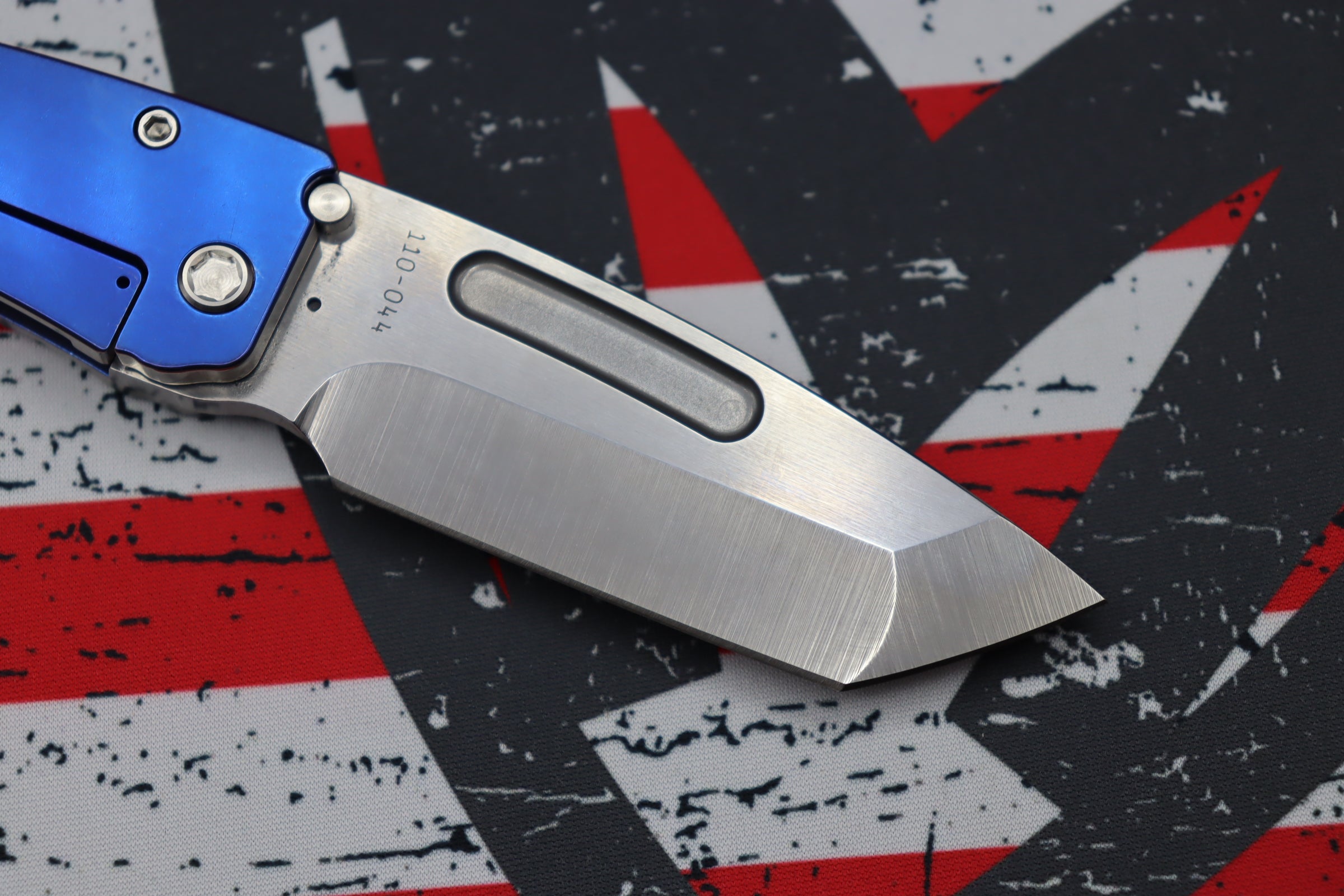 Premium Medford Midi Marauder: S35VN Tanto Blade with Blue Titanium Handles & Brushed Silver Accents