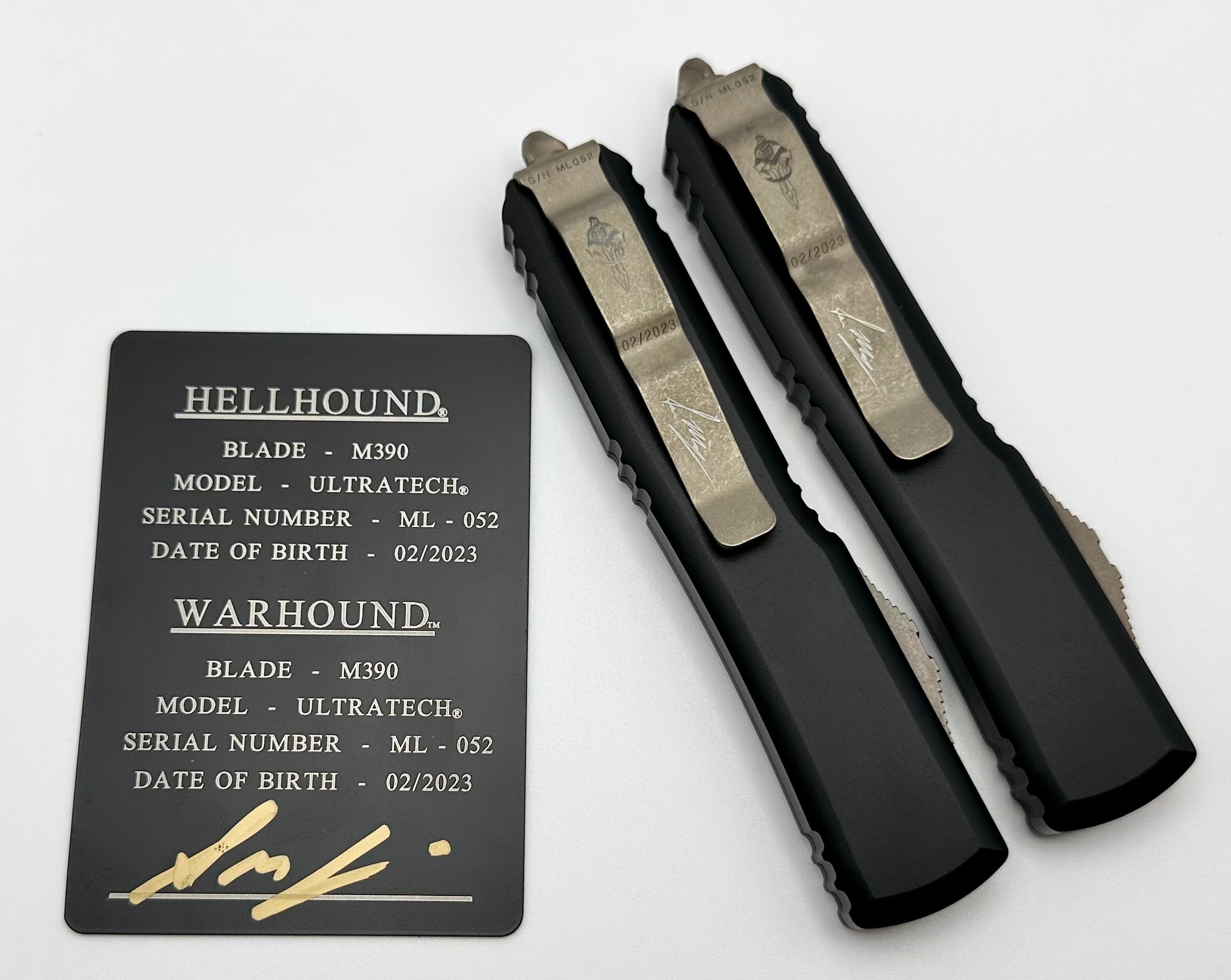 Microtech Ultratech Molon Labe Hellhound & Warhound Signature Set - Bronze Apocalyptic Edition