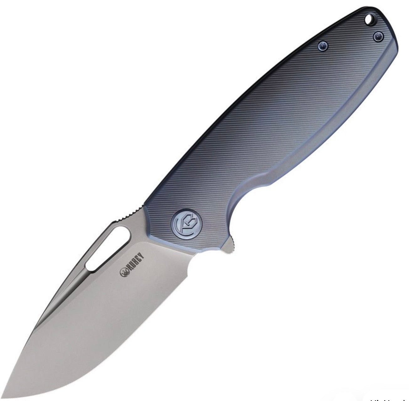 Premium Kubey Tityus Folding Knife - Blue Titanium Handle & 14C28N Blade