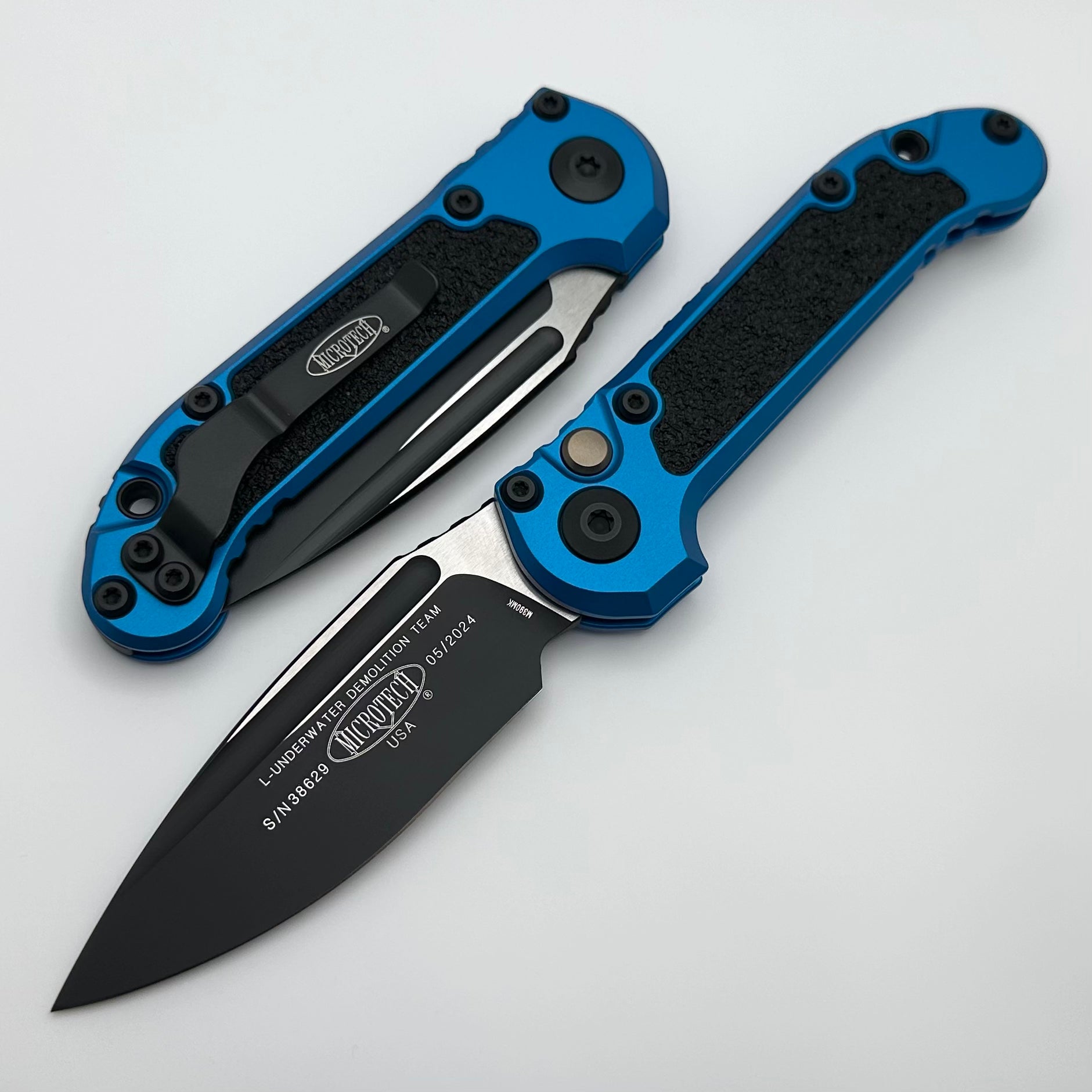 Microtech LUDT Gen III Ultimate Tactical Knife - Black Drop Point & Blue Handle