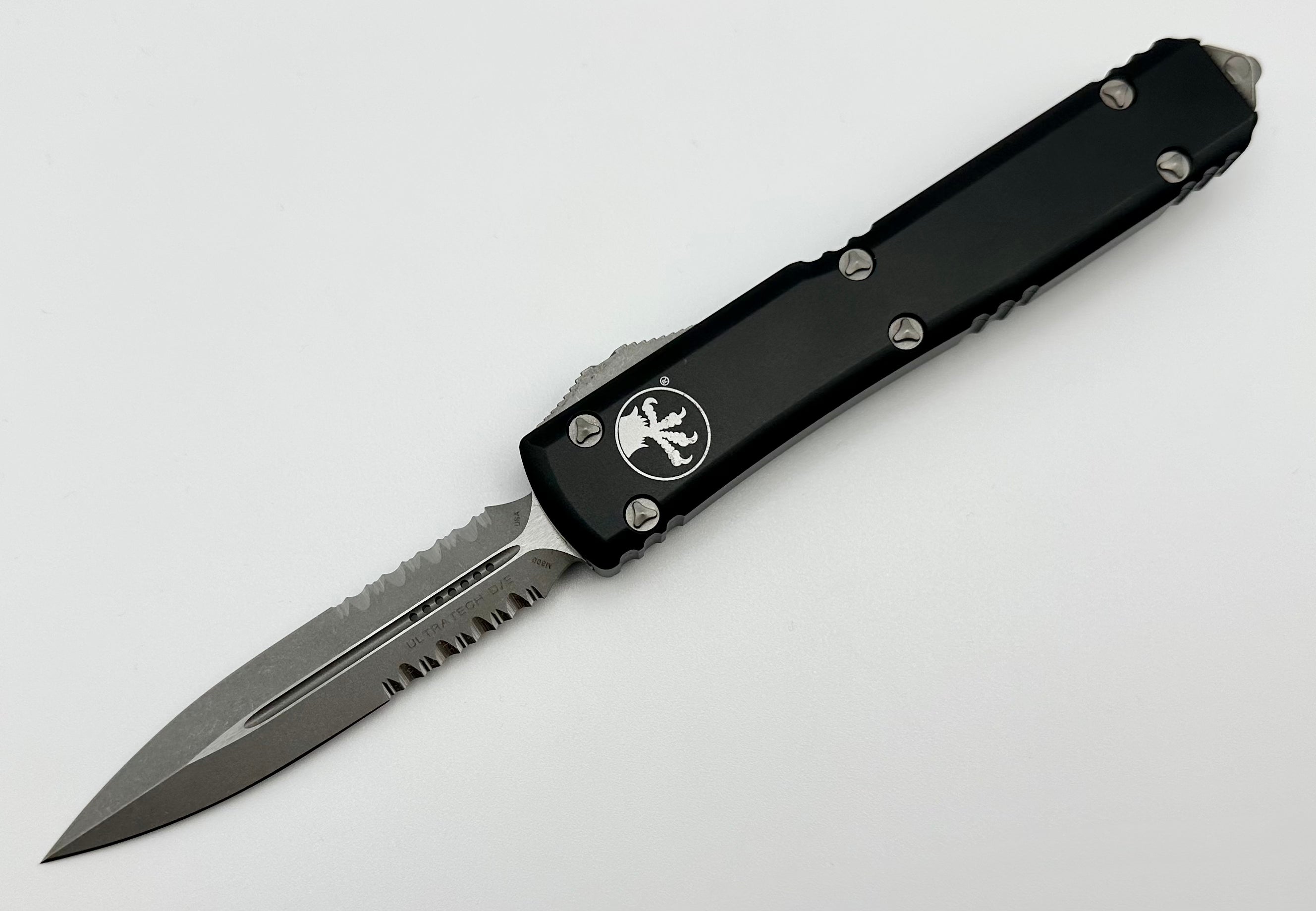 Microtech Ultratech Premium OTF Knife - Double Edge Apocalyptic Finish