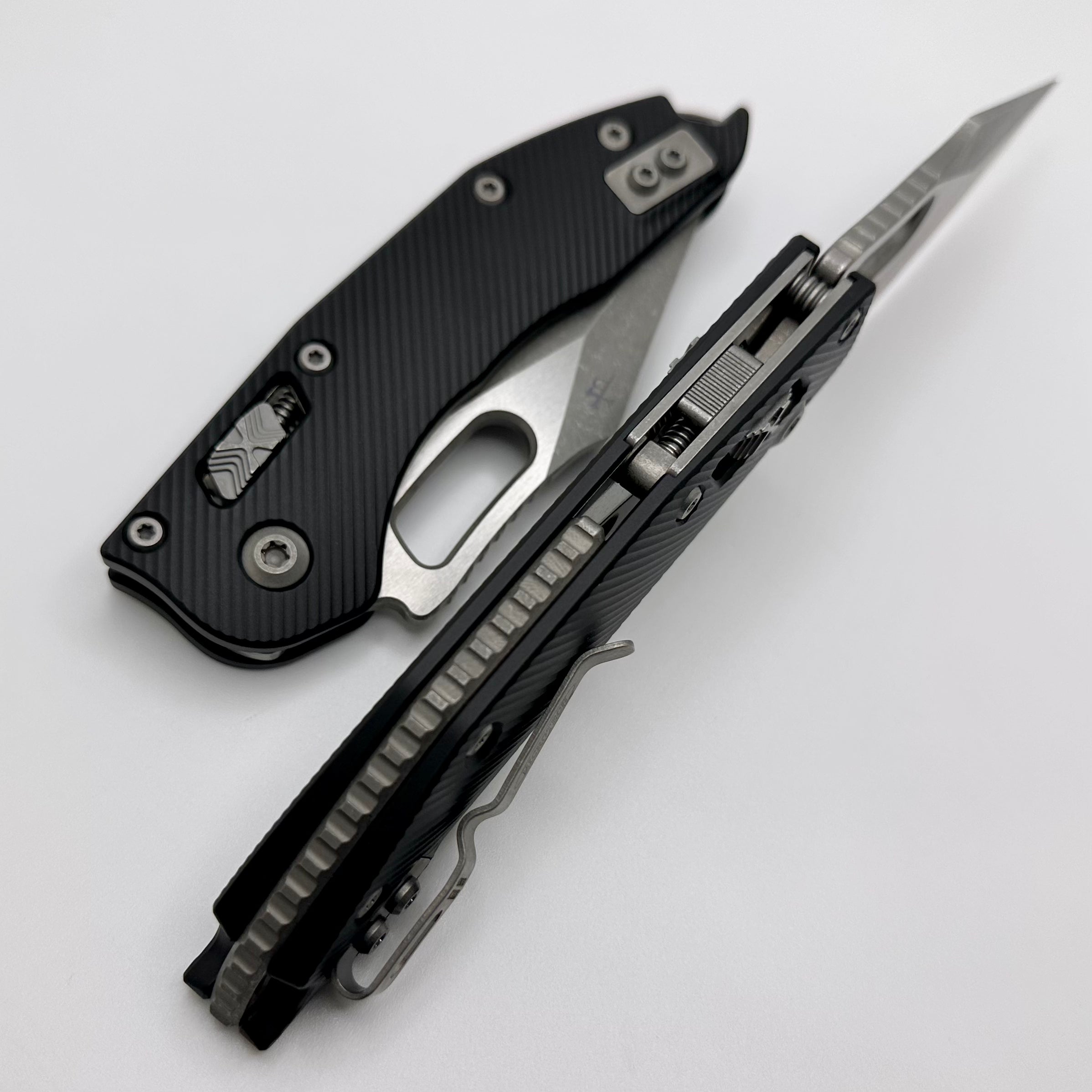 Microtech Stitch RAM LOK Premium Tactical Knife - Black Aluminum & Apocalyptic Serrated M390MK