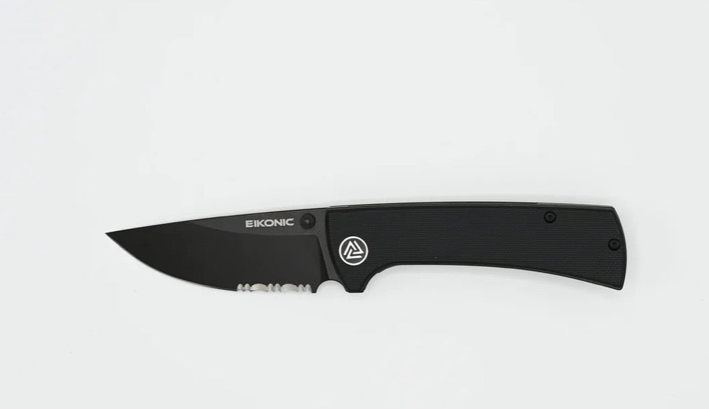 Eikonic RCK9 Night Black G-10 Serrated D2 Knife - Ultimate Everyday Carry