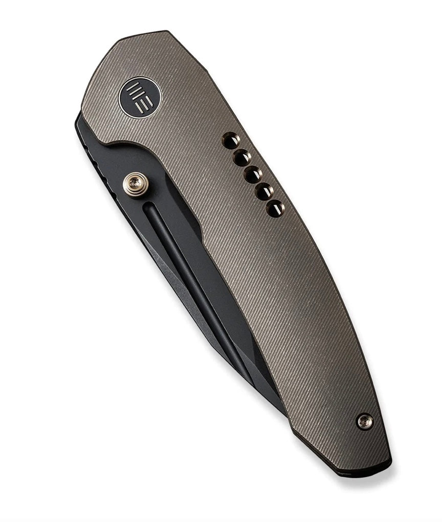 Premium We Knife Trogon: Bronze Titanium Handle & Black Stonewash CPM-20CV Blade