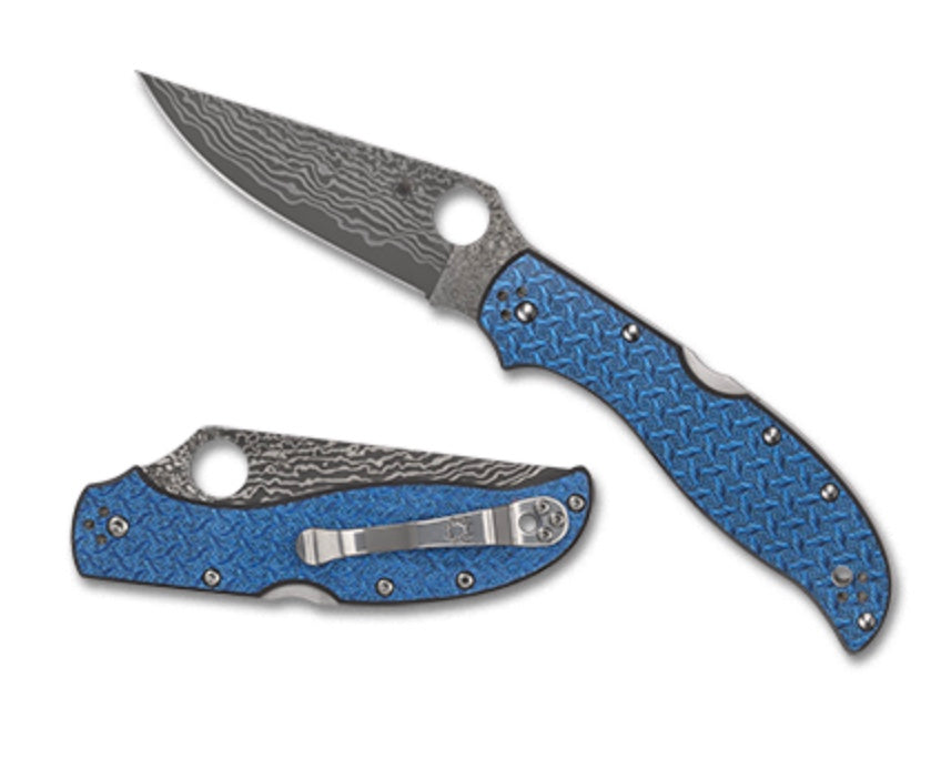 Spyderco Stretch 2 XL Ultimate Damascus Blue Nishijin Knife - Sprint Run