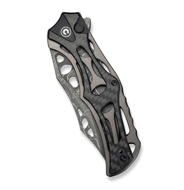 Civivi Biophase Premium Button Lock Knife with Damascus Blade & Carbon Fiber Handles