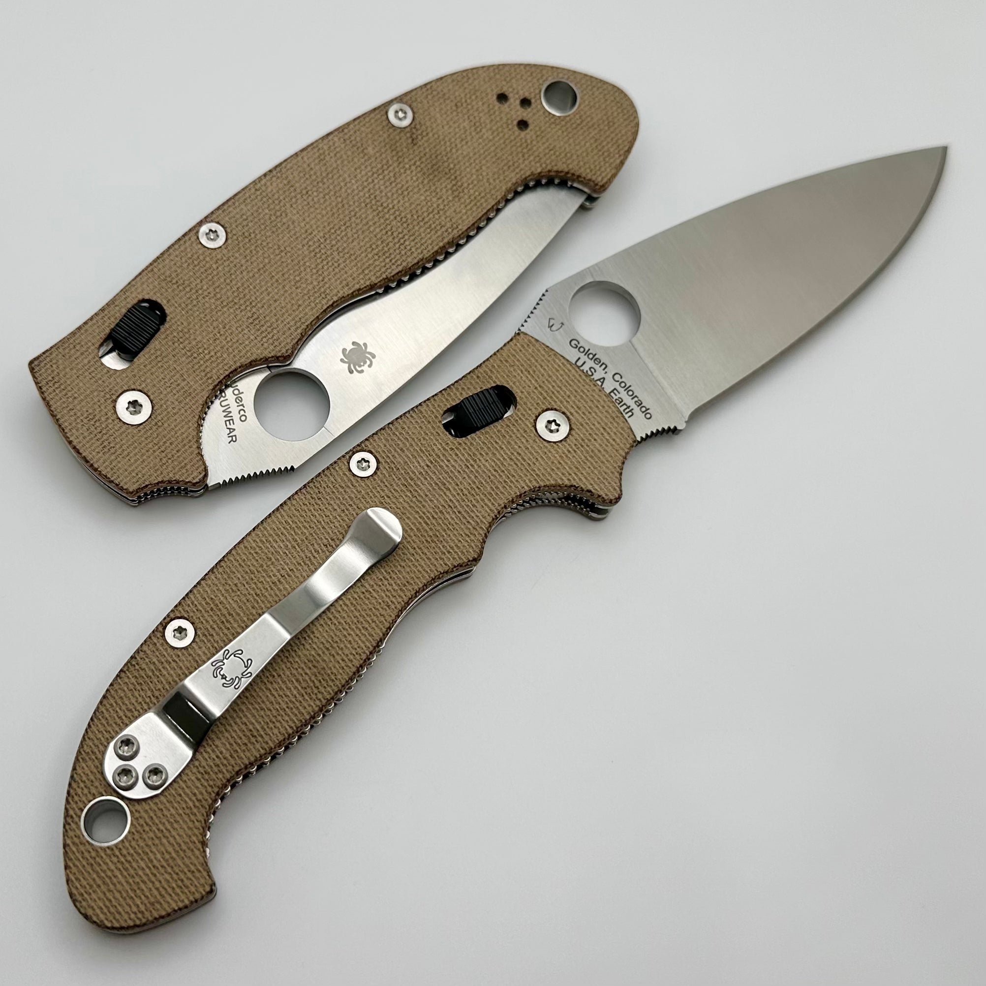 Spyderco Manix 2 XL CruCarta - Premium Brown Canvas Micarta & Cru-Wear Knife