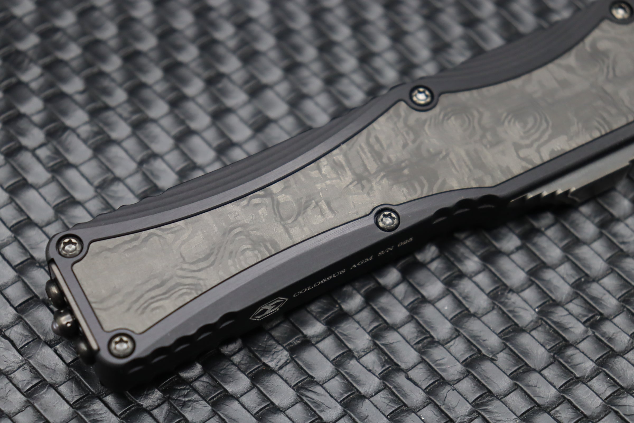 Premium Heretic Knives Colossus: Fat Carbon & Baker Forge Damascus Double Edge