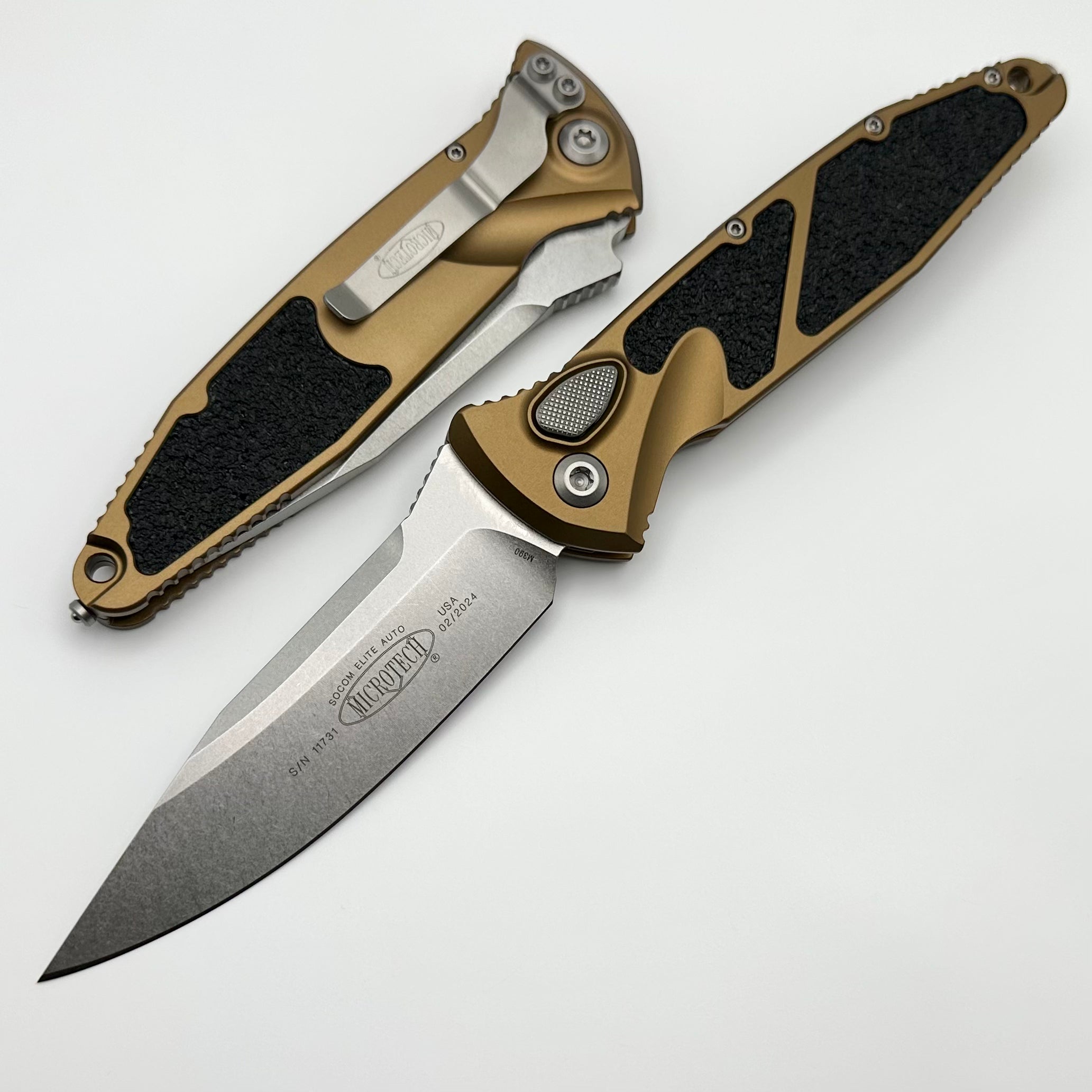 Microtech Socom Elite Auto Tactical Knife - Premium Tan Handle & Stonewash Blade