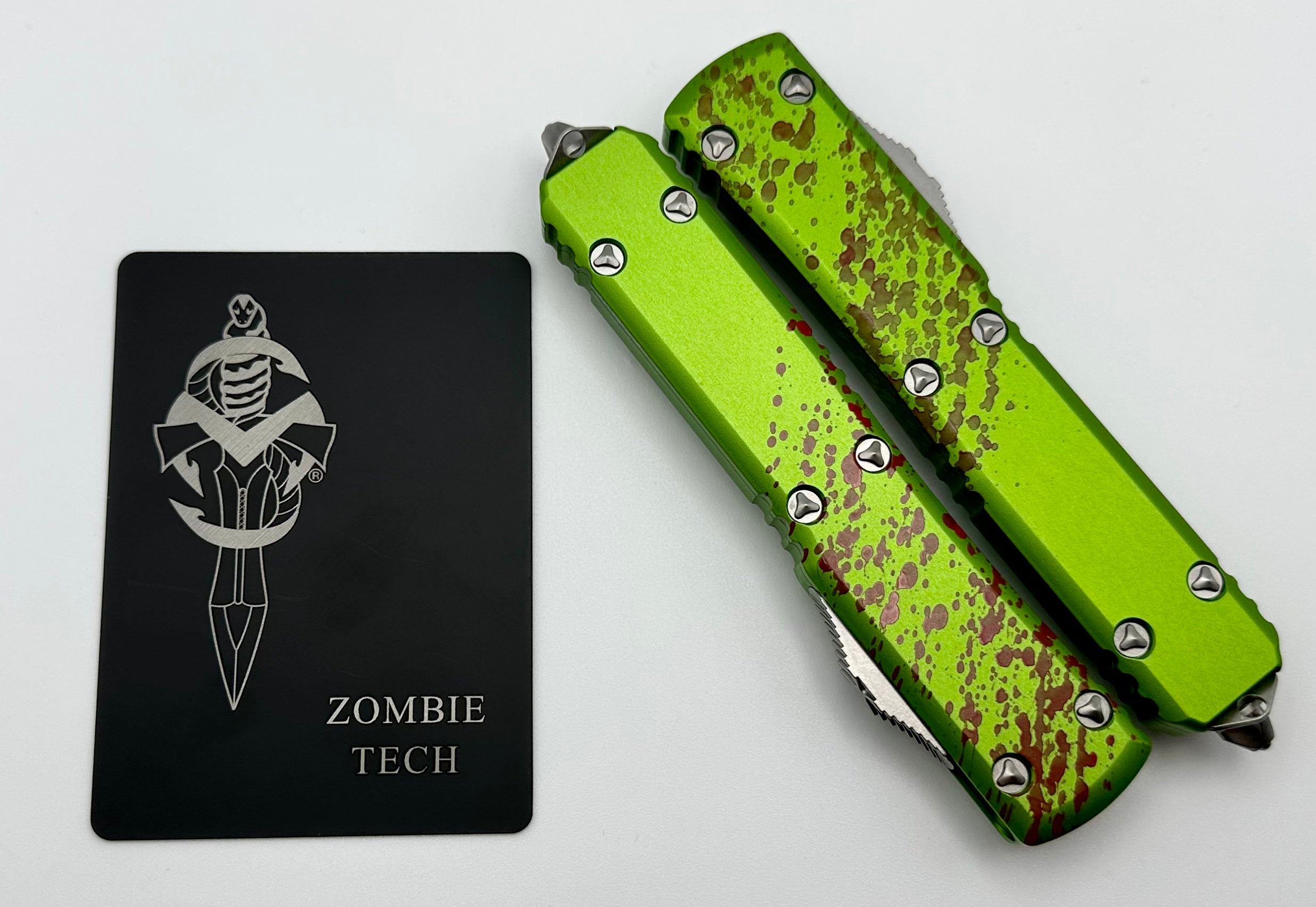 Premium Microtech Ultratech Zombie-Tech Hellhound & Warhound Signature Set - Stonewash Finish