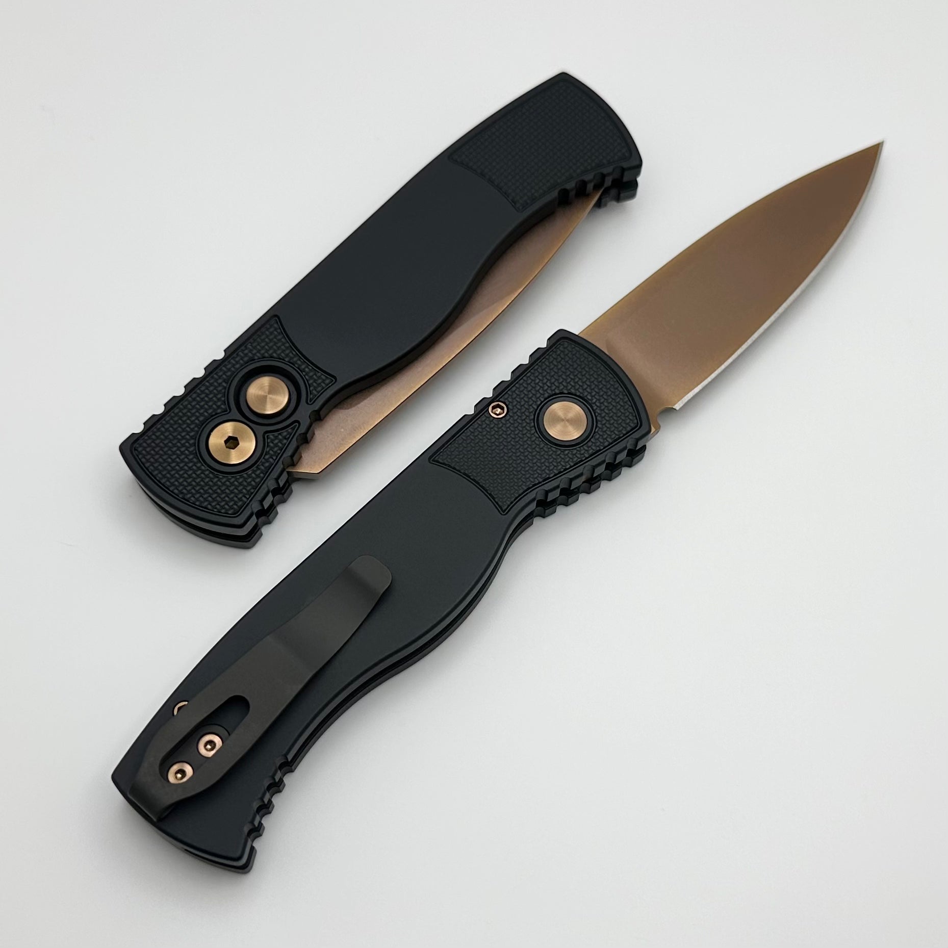 Pro-Tech TR-2 Tactical EDC Knife - Rose Gold MagnaCut Blade & Textured Aluminum Handle