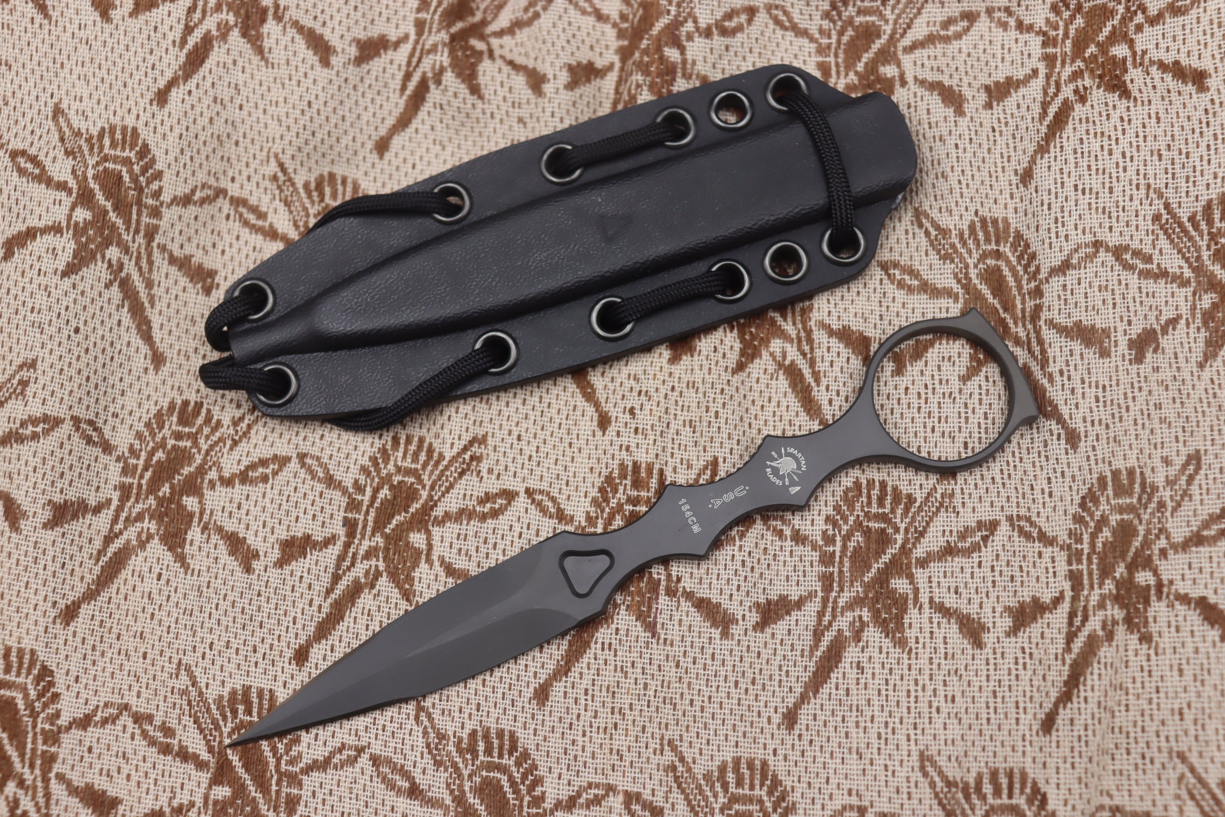 Premium Spartan Blade CQB Tactical Knife - Black Kydex Sheath