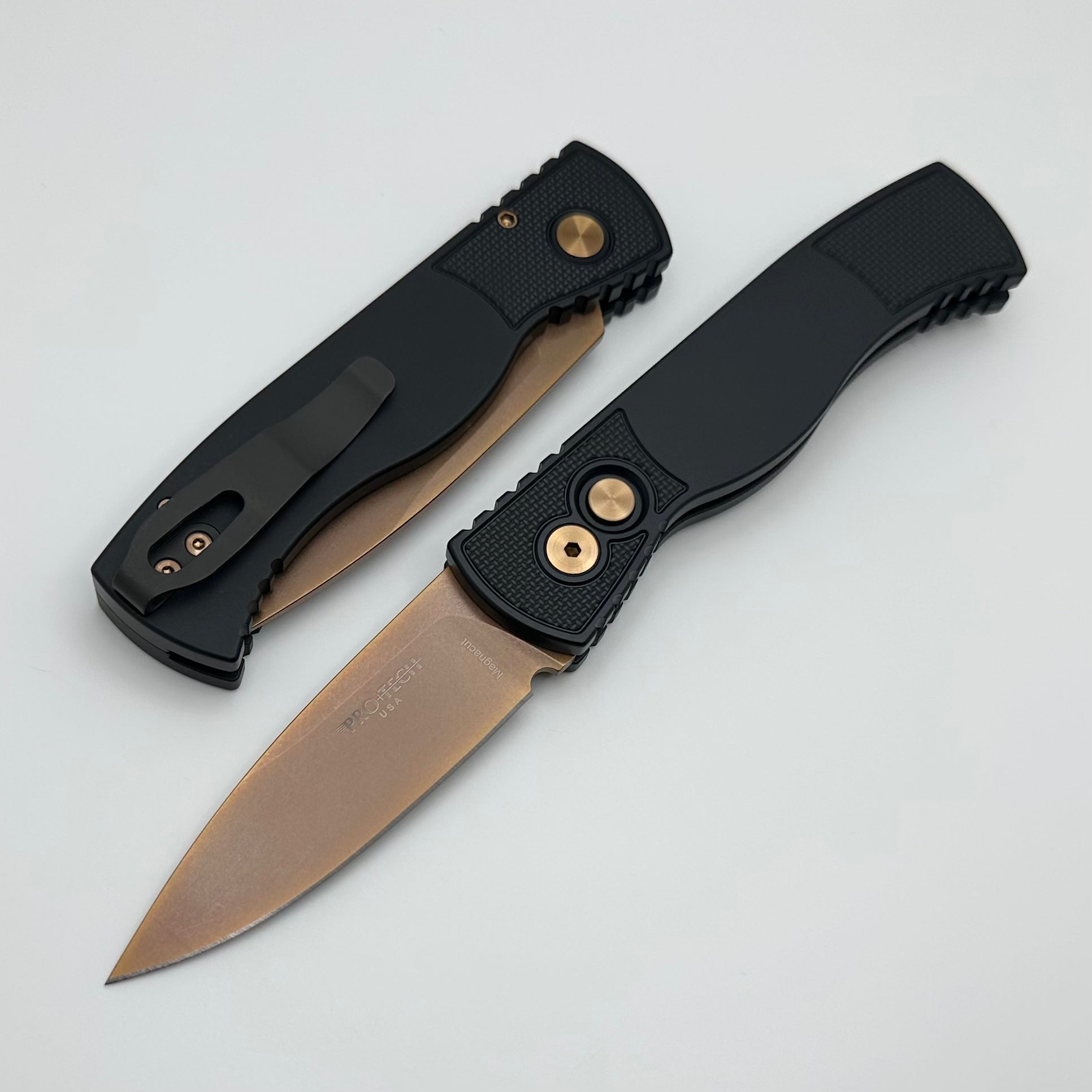 Pro-Tech TR-2 Tactical EDC Knife - Rose Gold MagnaCut Blade & Textured Aluminum Handle