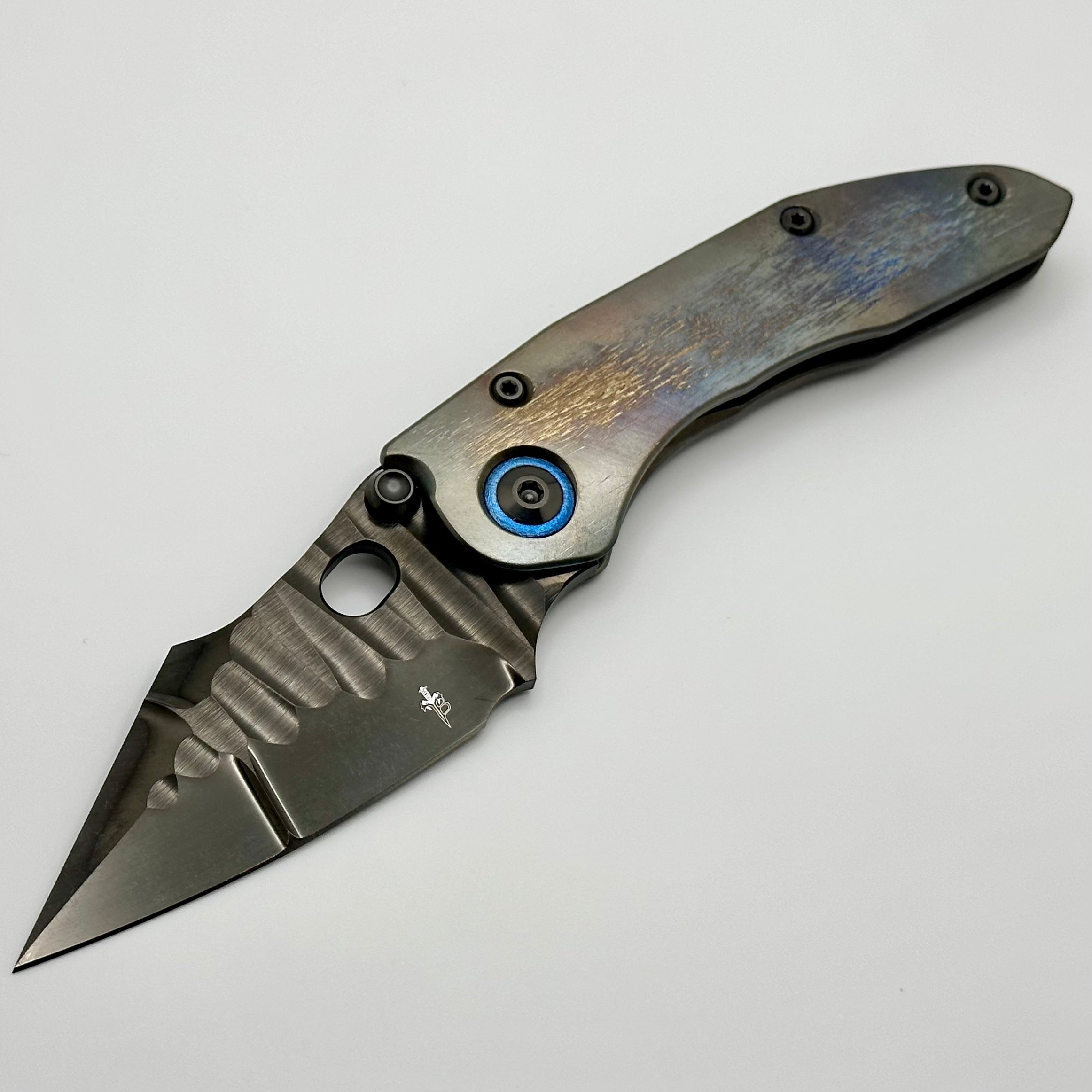 Premium Marfione & Borka Stitch Knife - DLC Cracked Diamond Wash, Cosmic Titanium, Double Star Grind M390