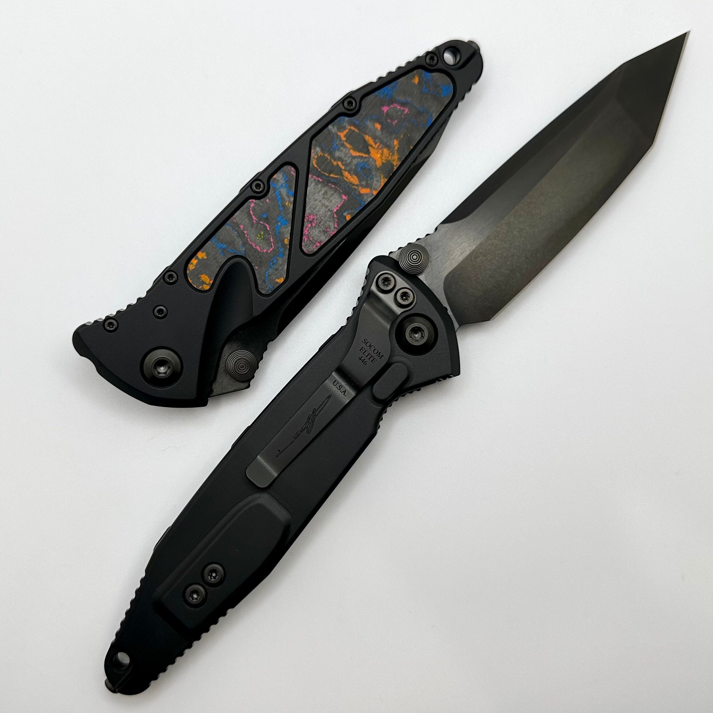 Microtech Socom Elite Tanto Manual DLC - Ultimate Tactical Knife with 80's Camo Carbon Finish