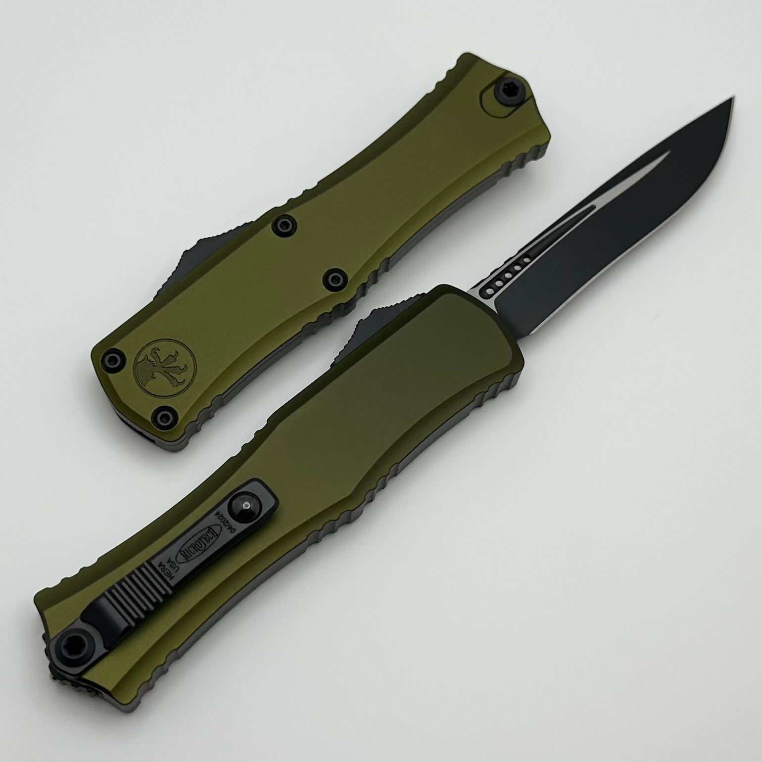 Microtech Premium Mini Hera OTF Knife - M390MK Blade, OD Green Handle