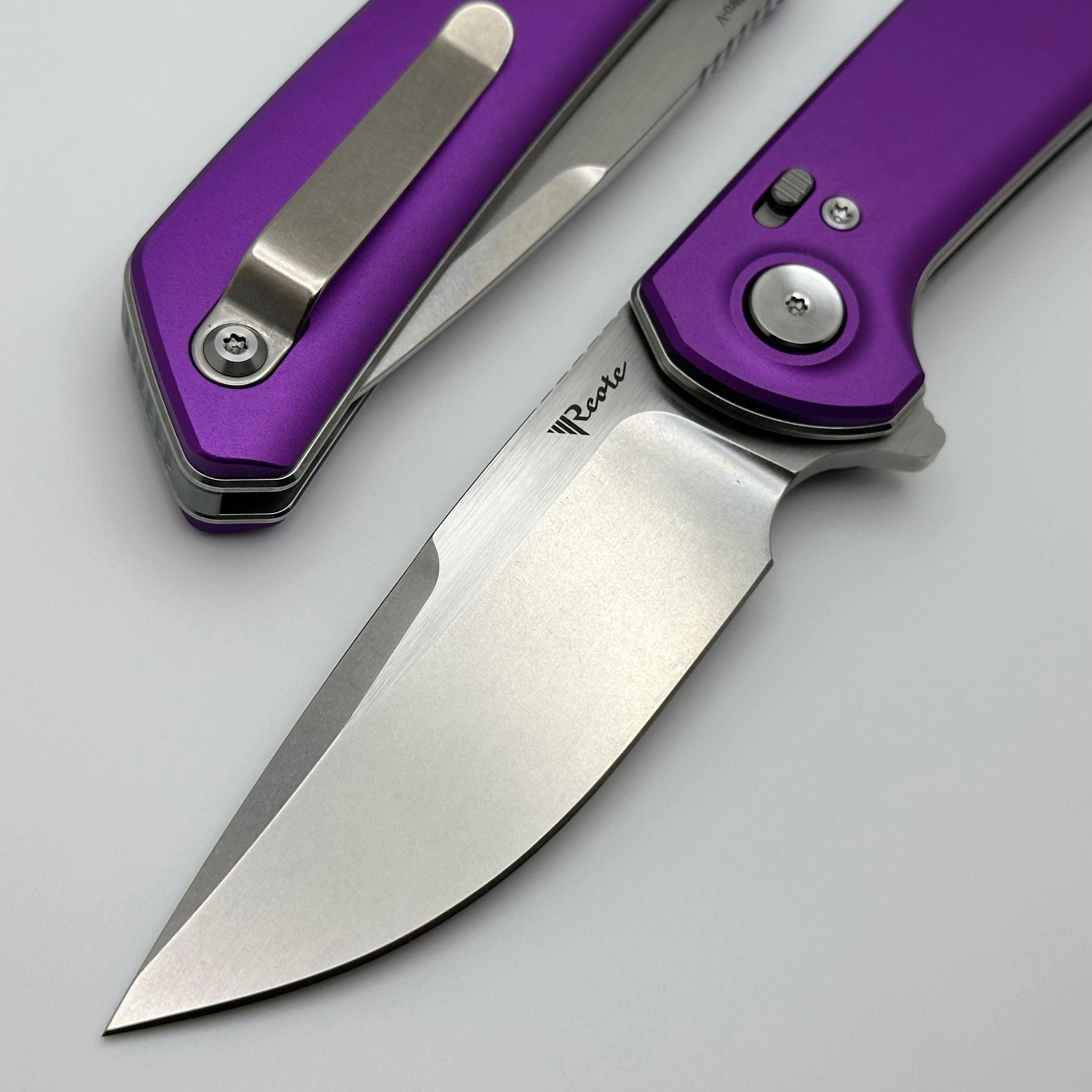 Reate Knives PL-XF Ultimate Folding Knife - Purple Aluminum & Nitro-V Blade