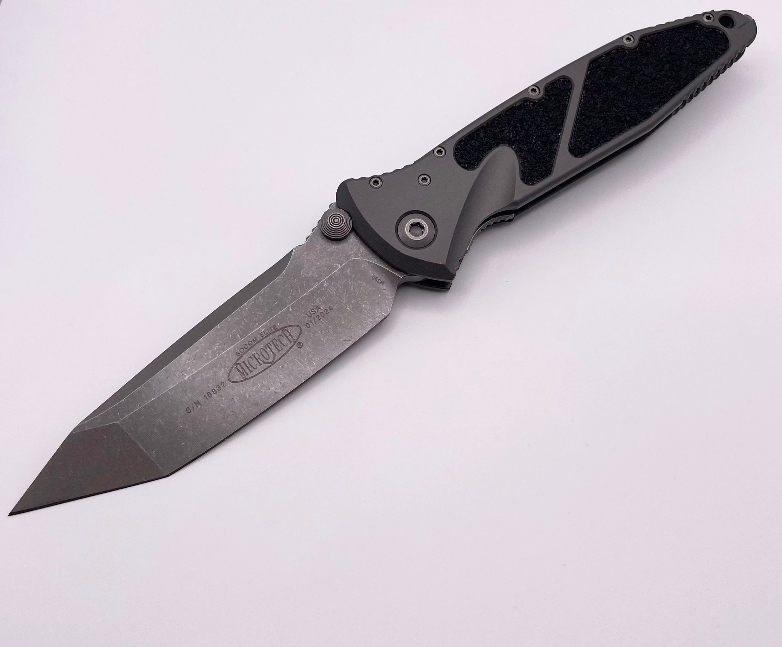 Premium Pre-Owned Microtech Socom Elite Tanto Edge Manual Tactical Knife - Apocalyptic Finish