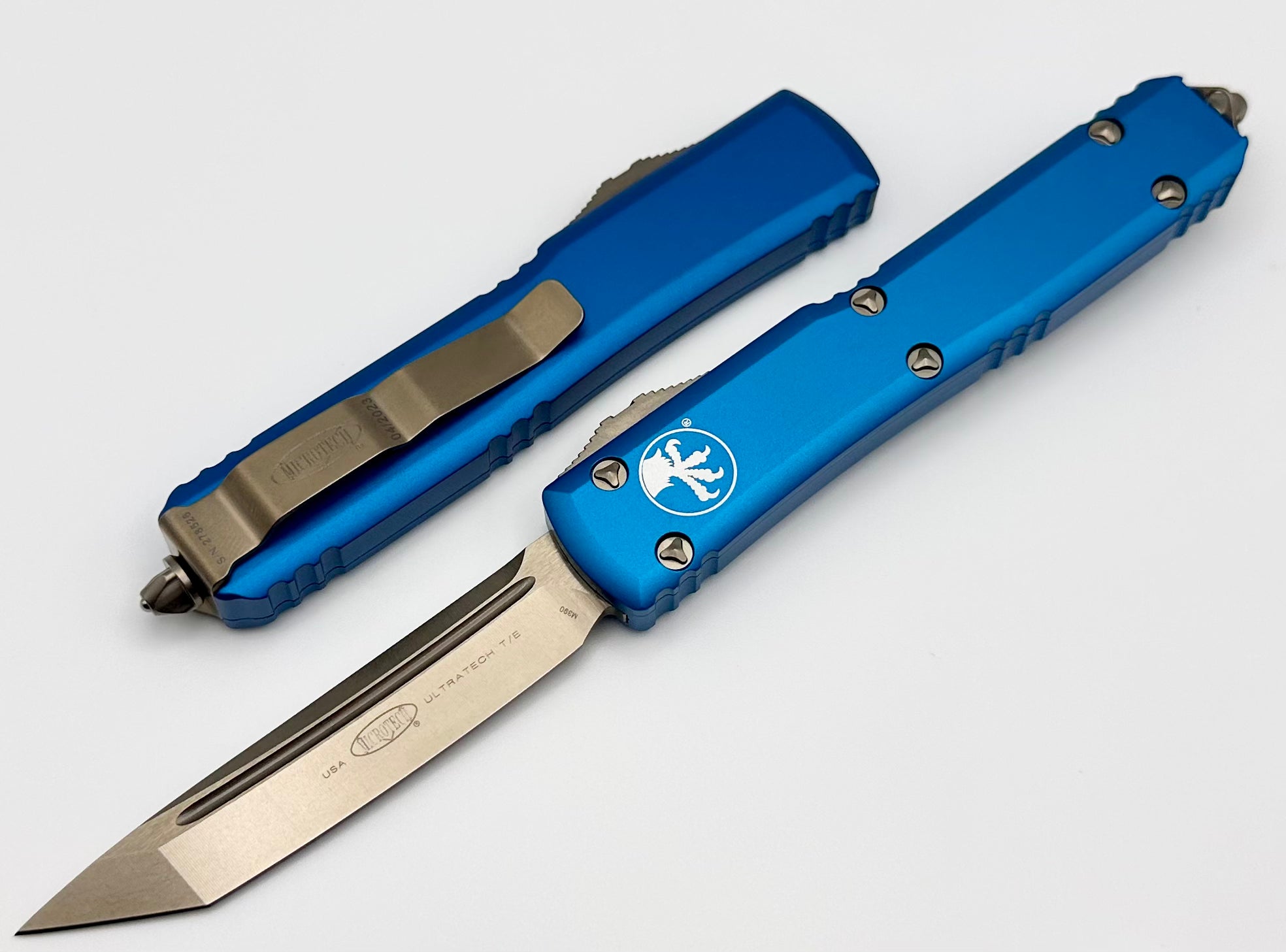 Premium Microtech Ultratech Tanto Bronze OTF Knife - Ultimate Blue Edition