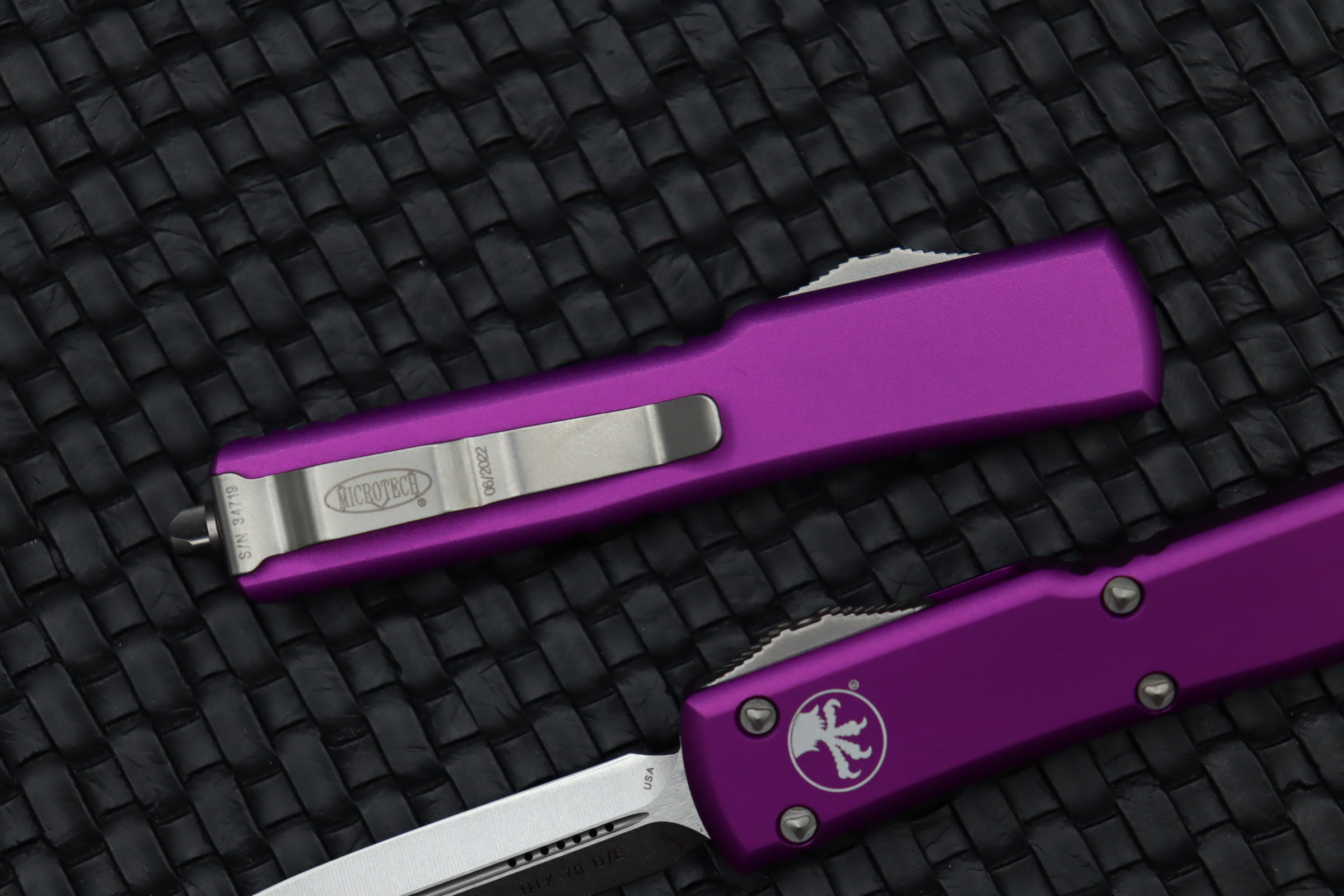 Microtech UTX-70 Premium EDC Knife - Stonewash & Violet